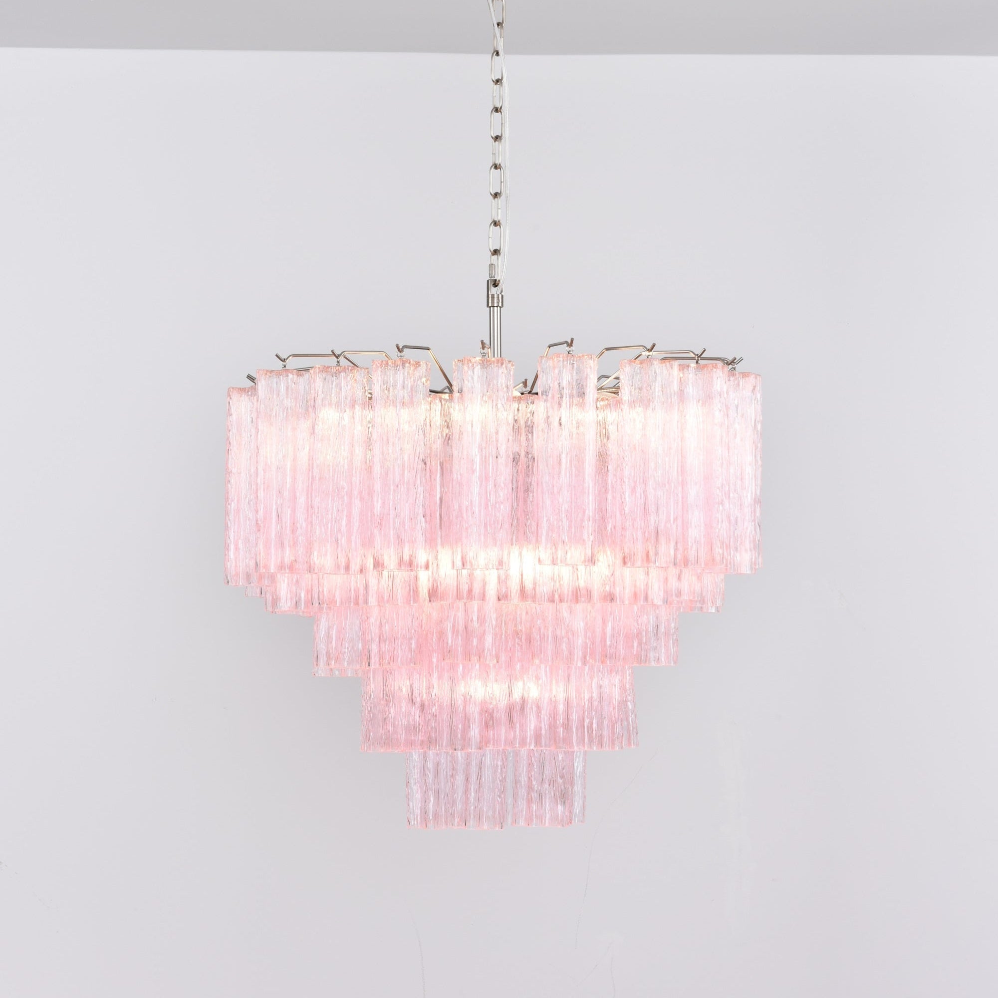 Aurora Chandelier Pink Glass Multi-Tier Romantic Glow - Letslighting