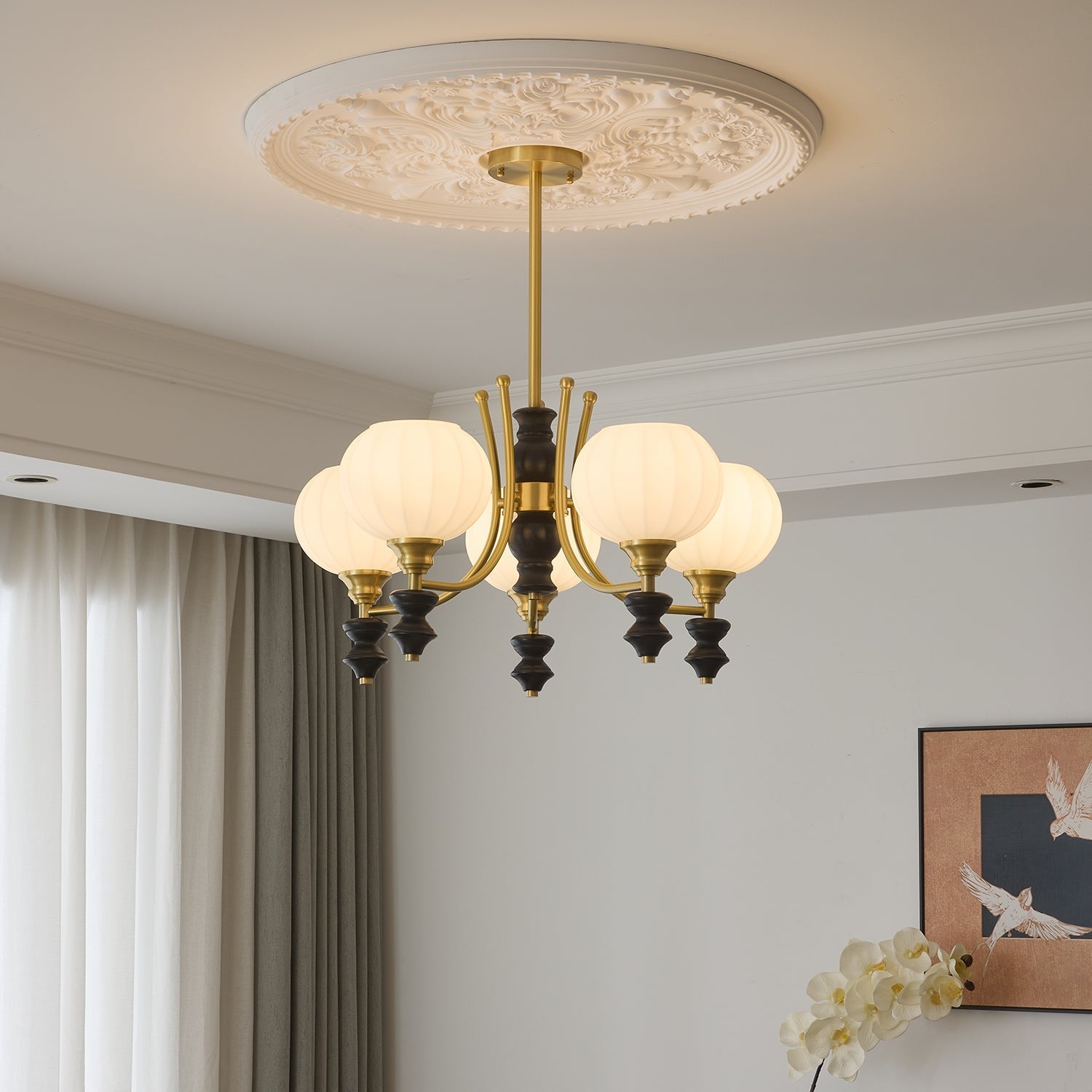 Zavenen Traditional Elegance Vintage Brass Wood Chandelier - Letslighting