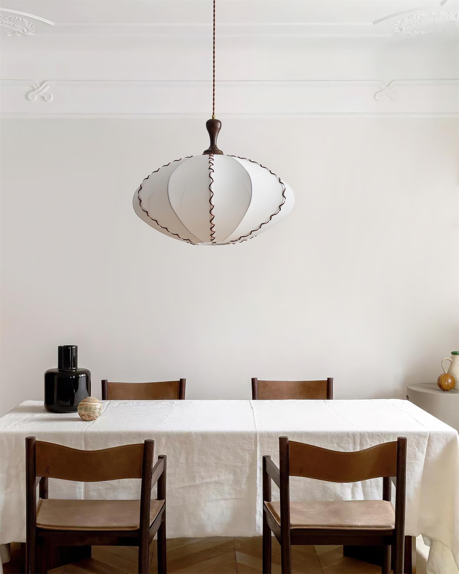Lucian Pendant Lamp Scalloped Pleated Fabric - Letslighting
