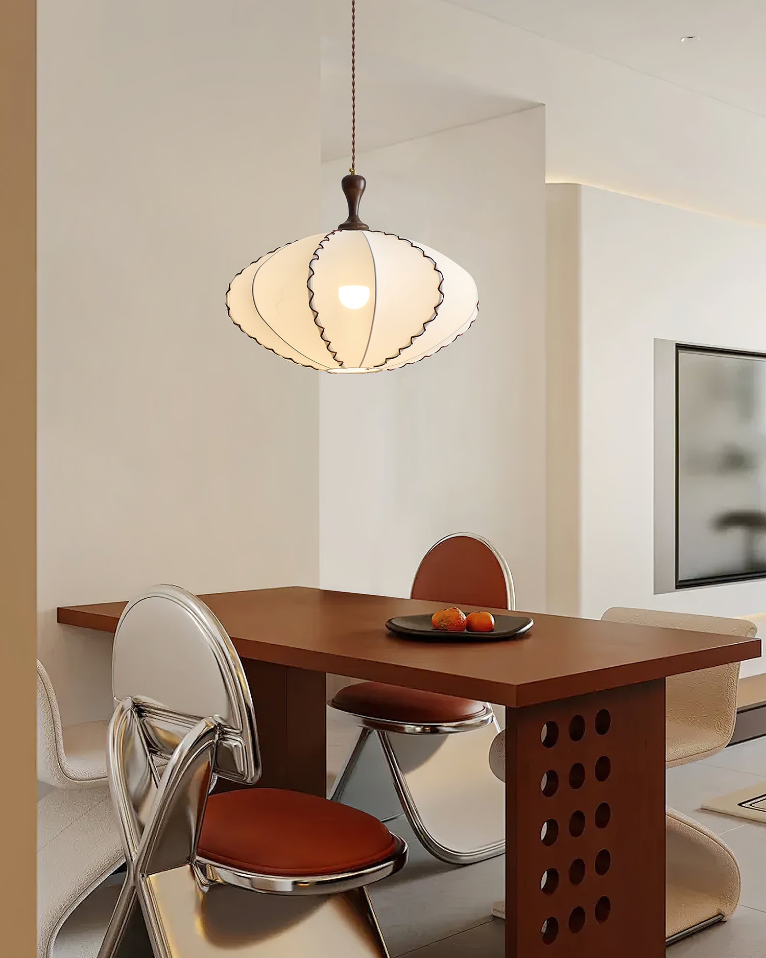 Lucian Pendant Lamp Scalloped Pleated Fabric - Letslighting