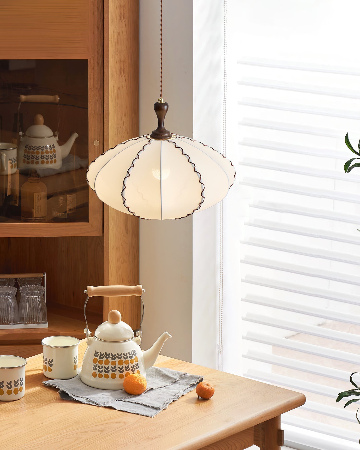 Lucian Pendant Lamp Scalloped Pleated Fabric - Letslighting