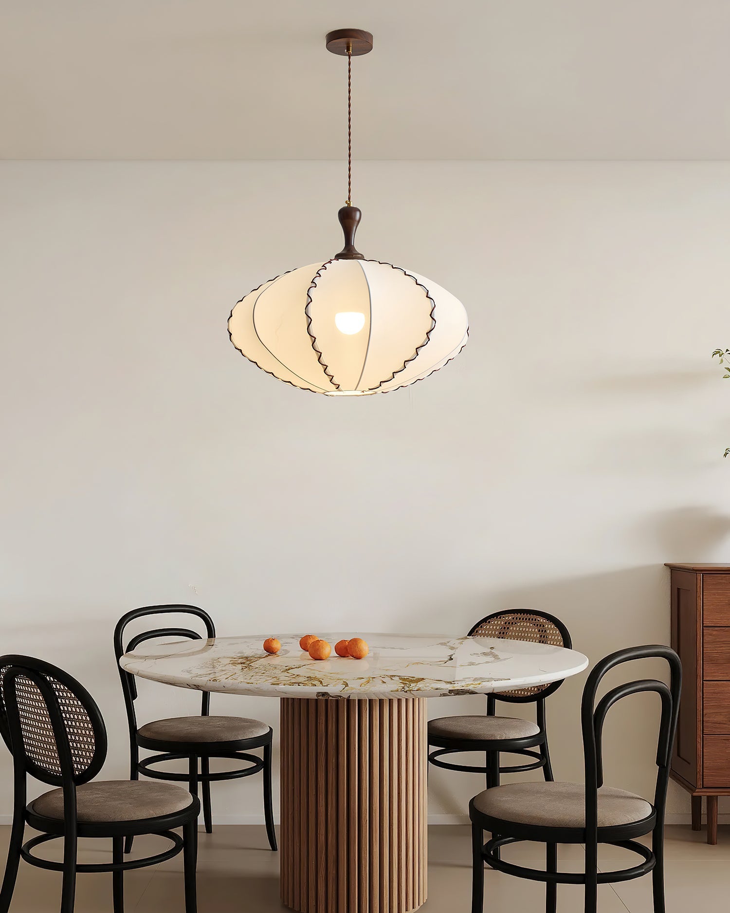 Lucian Pendant Lamp Scalloped Pleated Fabric - Letslighting