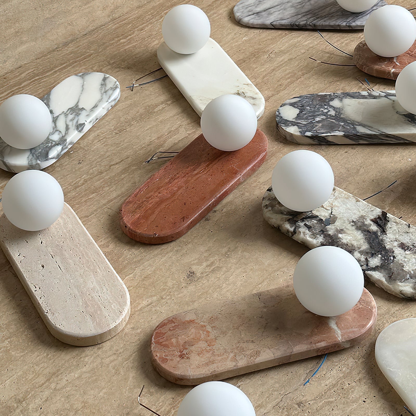 Avi Oval Wall Lamp Marble - Letslighting