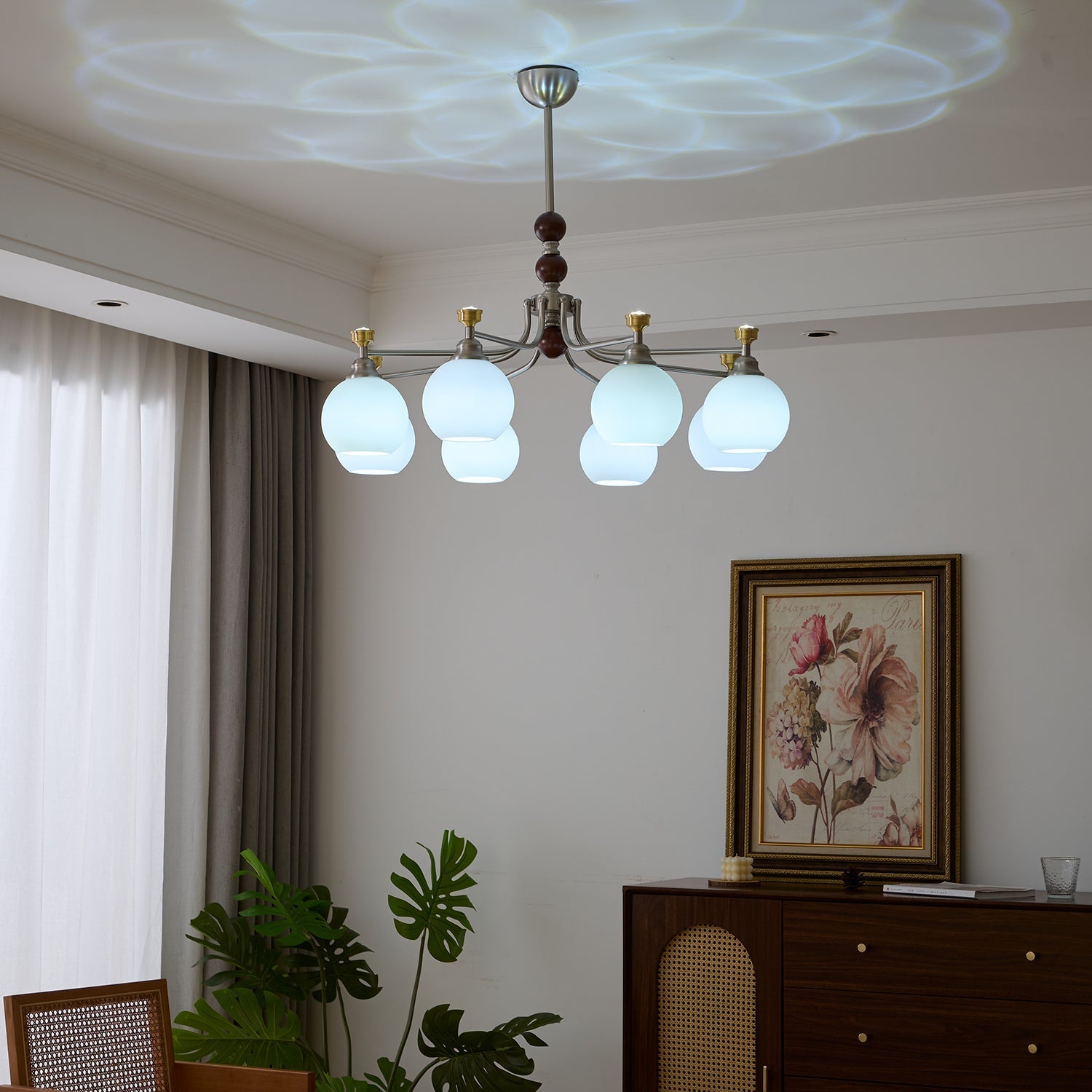 Eursoria Traditional Art Orb Wood Glass Chandelier - Letslighting