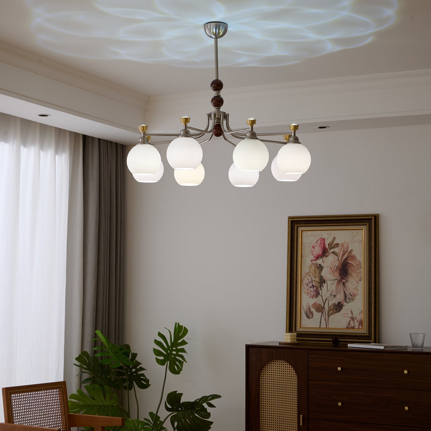 Eursoria Traditional Art Orb Wood Glass Chandelier - Letslighting