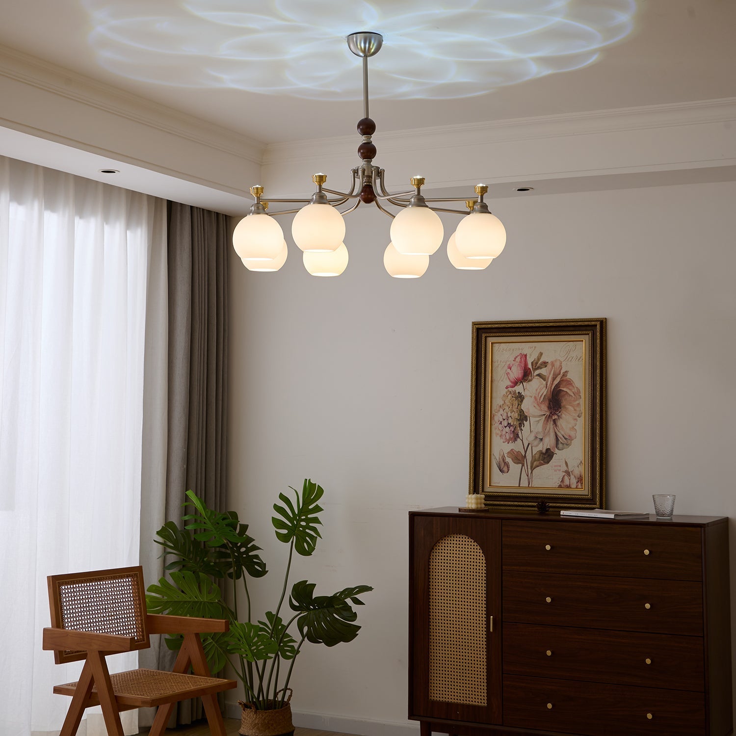 Eursoria Traditional Art Orb Wood Glass Chandelier - Letslighting