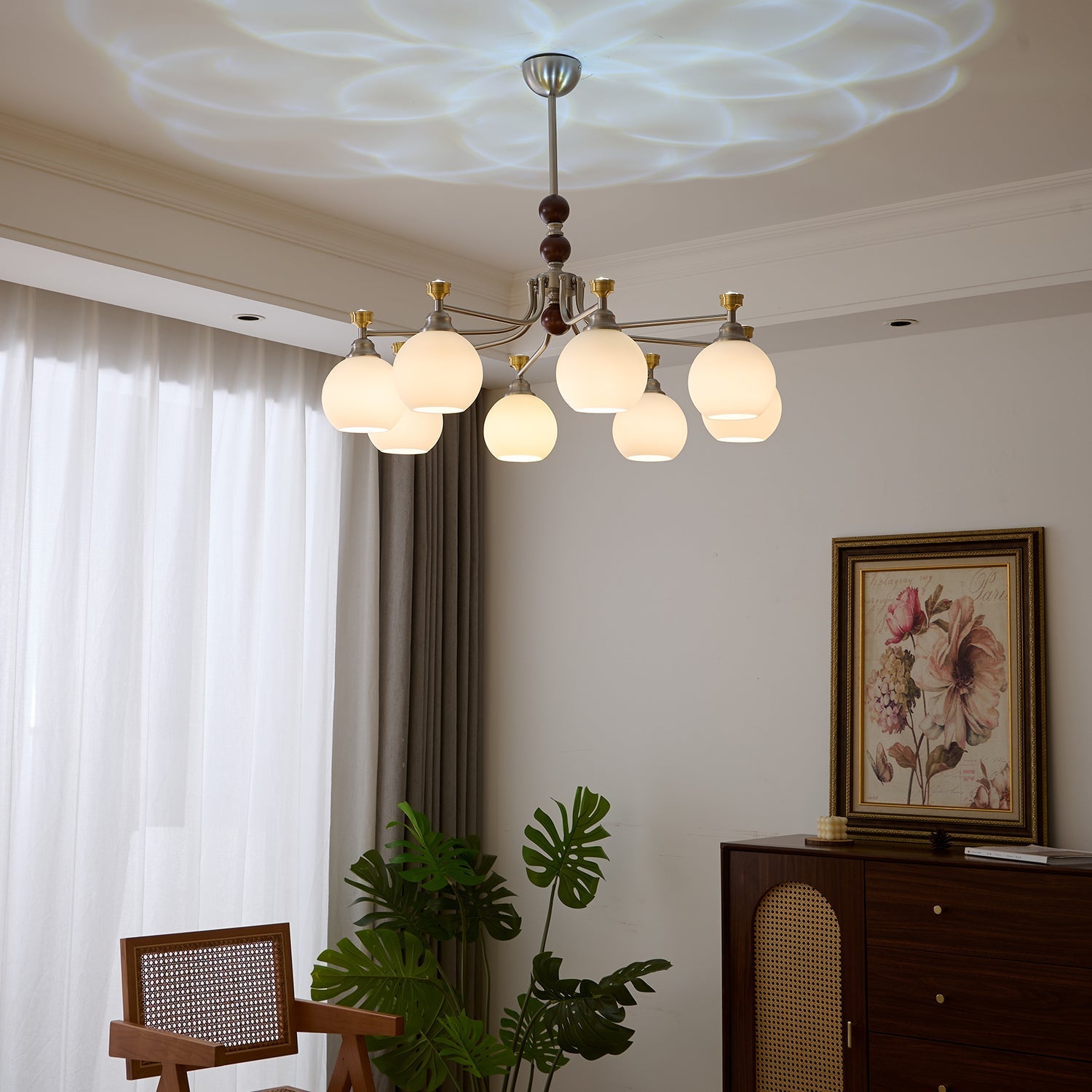 Eursoria Traditional Art Orb Wood Glass Chandelier - Letslighting