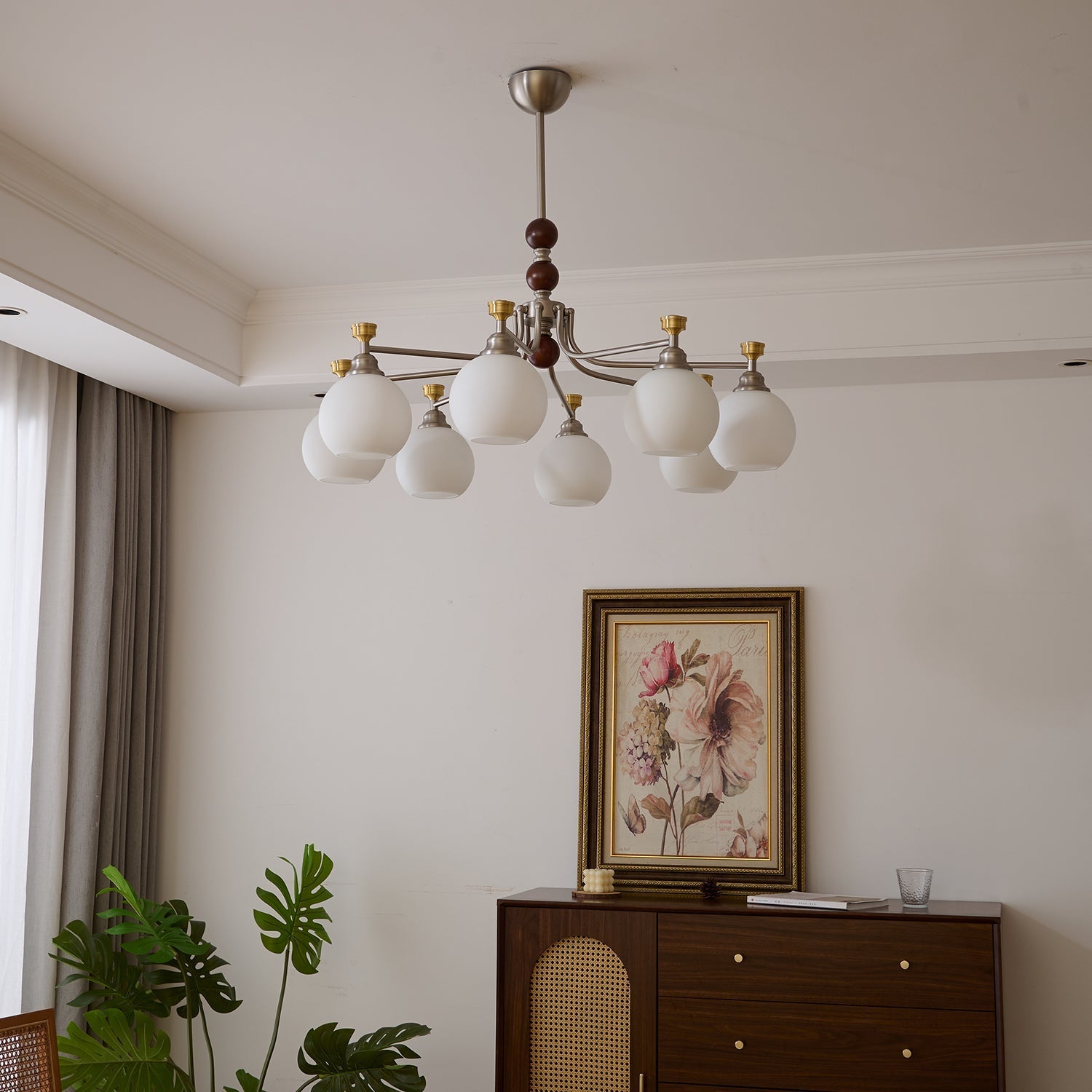 Eursoria Traditional Art Orb Wood Glass Chandelier - Letslighting