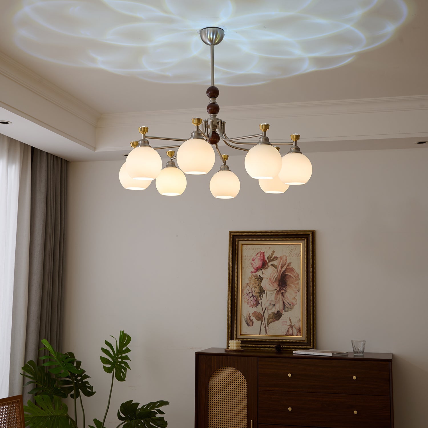 Eursoria Traditional Art Orb Wood Glass Chandelier - Letslighting