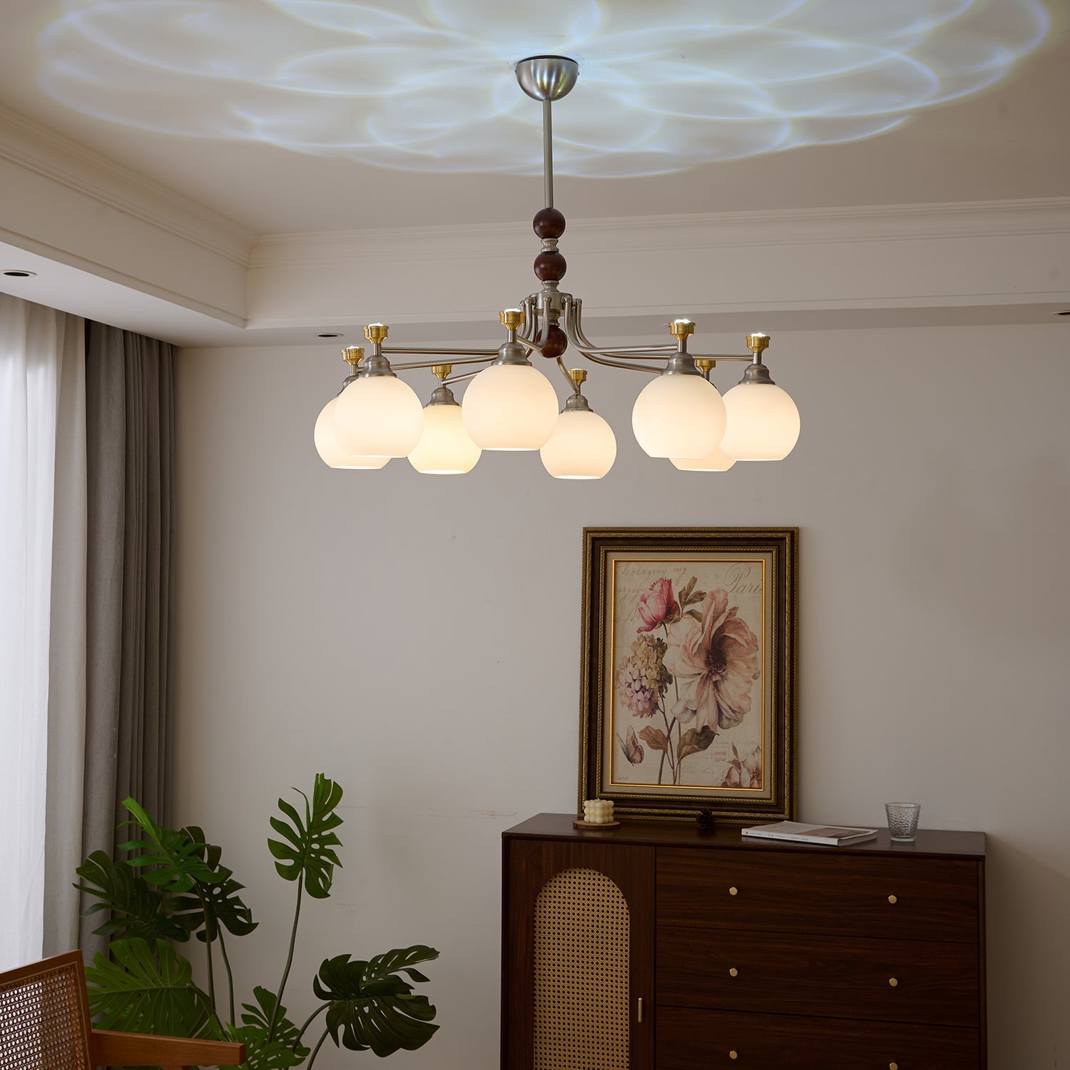 Eursoria Traditional Art Orb Wood Glass Chandelier - Letslighting