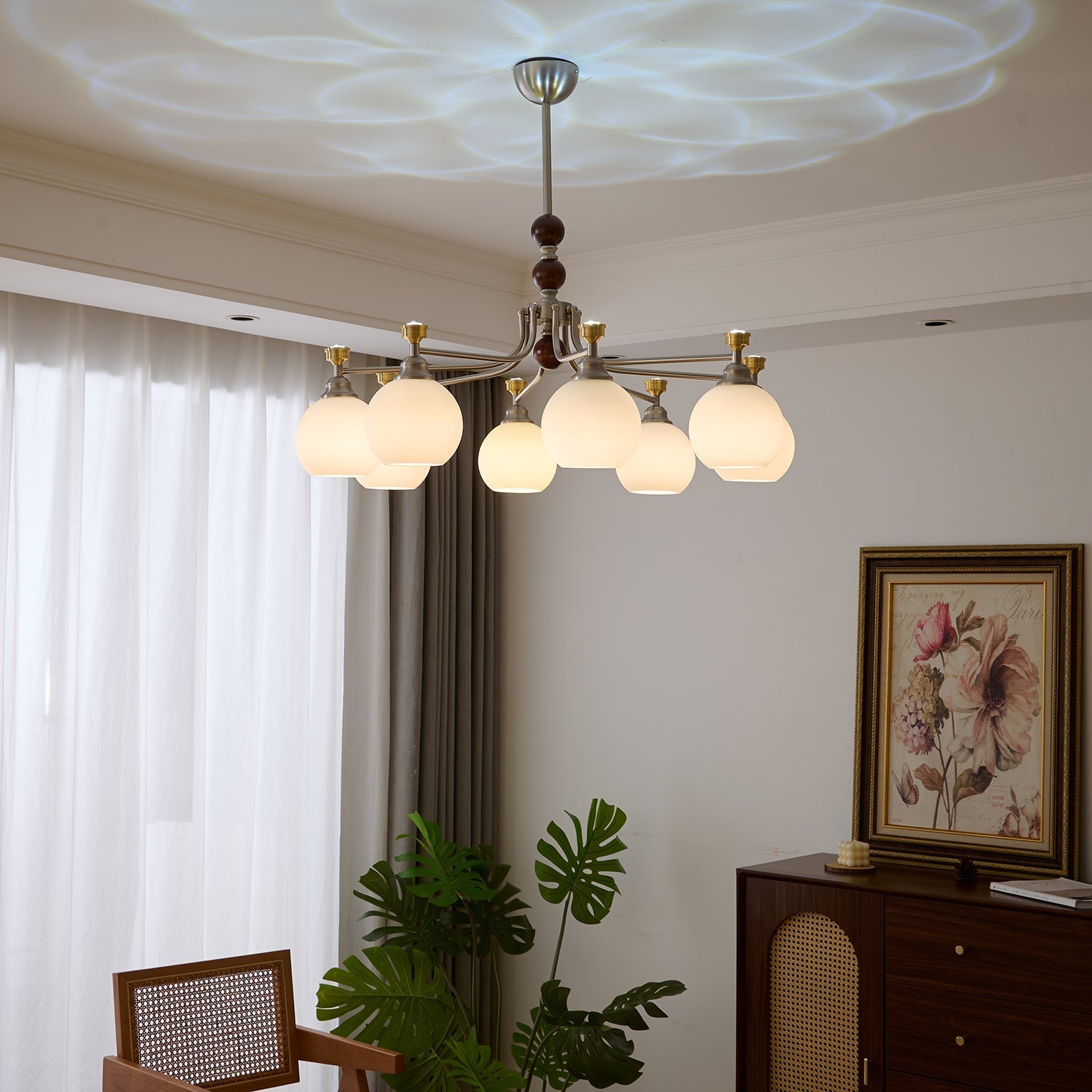 Eursoria Traditional Art Orb Wood Glass Chandelier - Letslighting