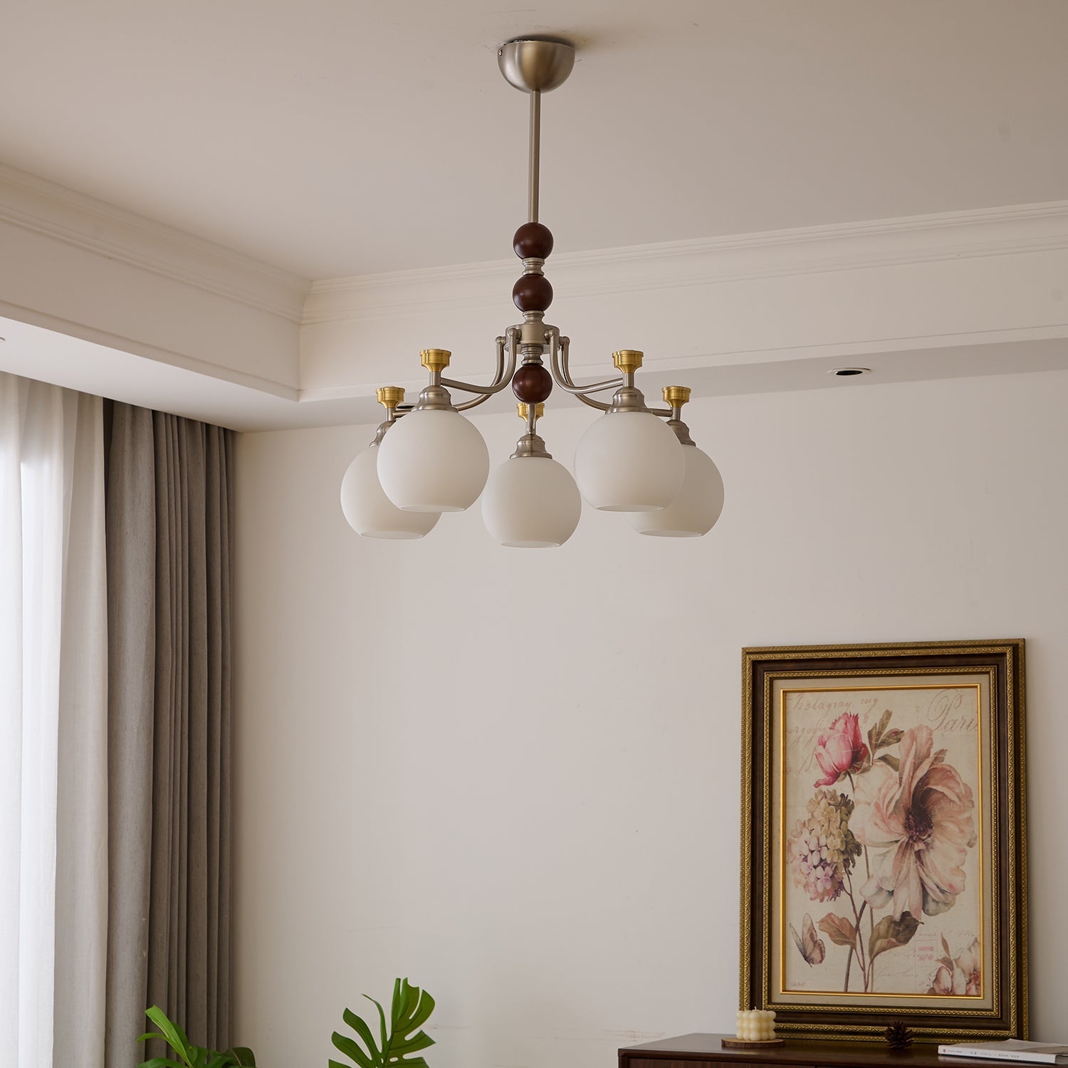 Eursoria Traditional Art Orb Wood Glass Chandelier - Letslighting