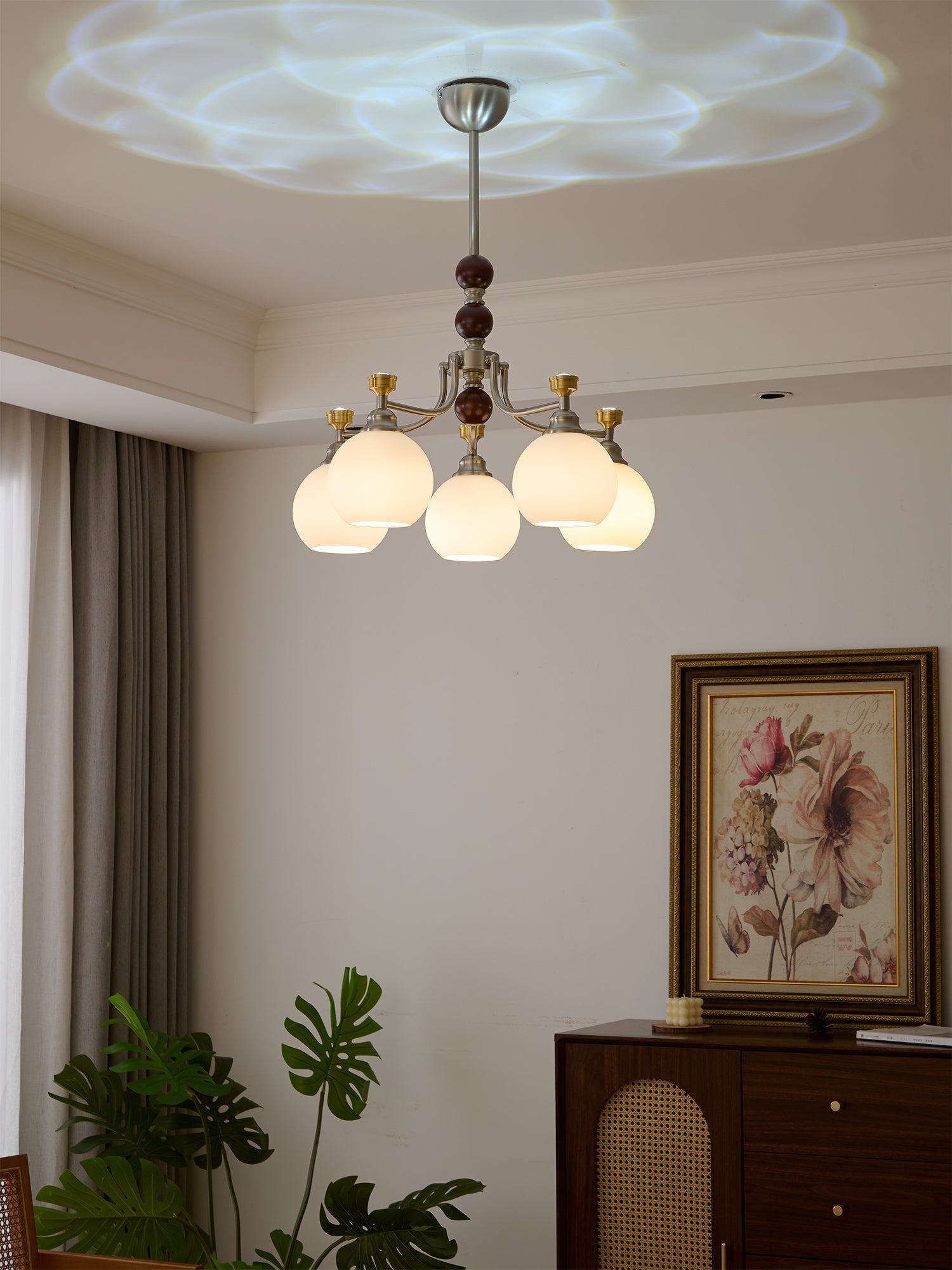Eursoria Traditional Art Orb Wood Glass Chandelier - Letslighting