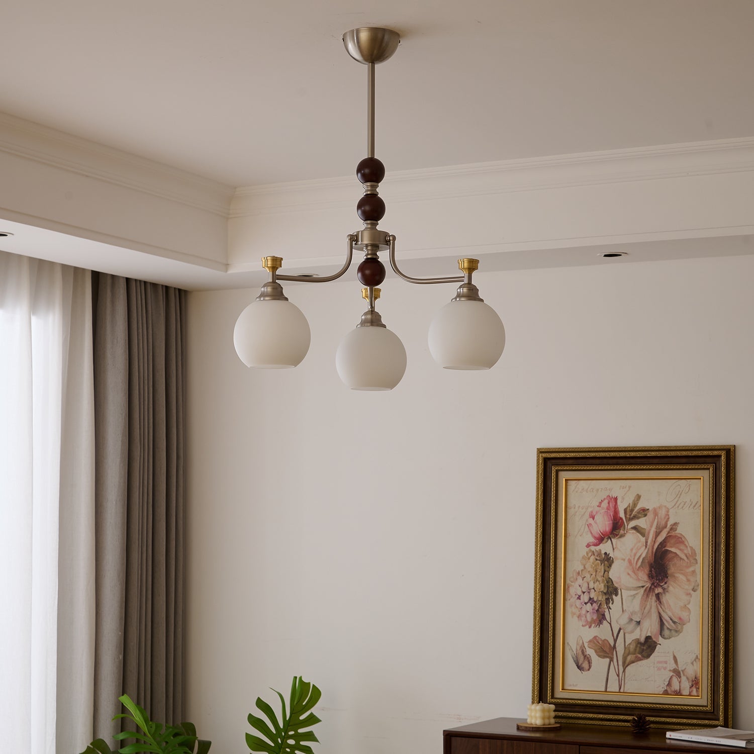 Eursoria Traditional Art Orb Wood Glass Chandelier - Letslighting