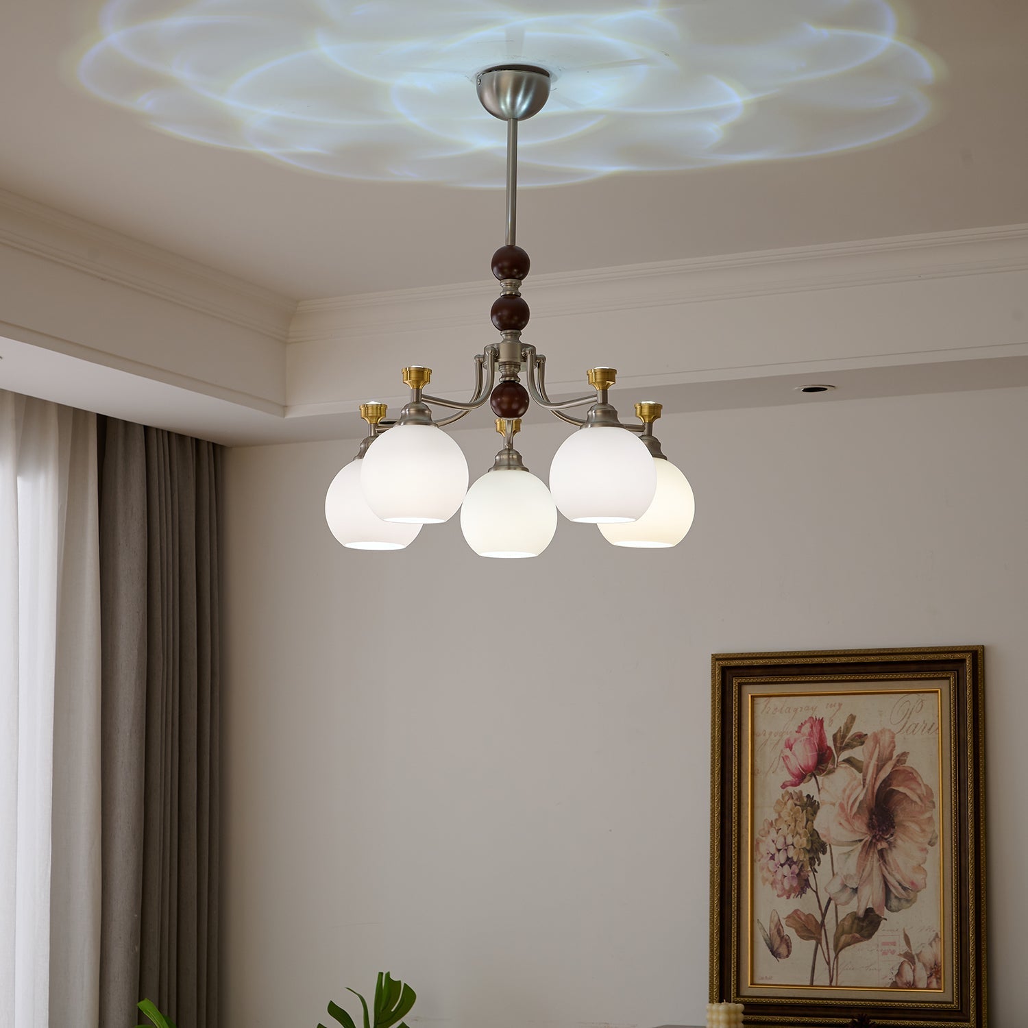 Eursoria Traditional Art Orb Wood Glass Chandelier - Letslighting