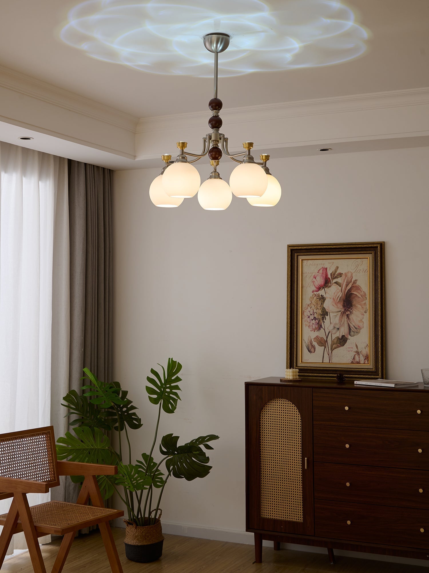 Eursoria Traditional Art Orb Wood Glass Chandelier - Letslighting