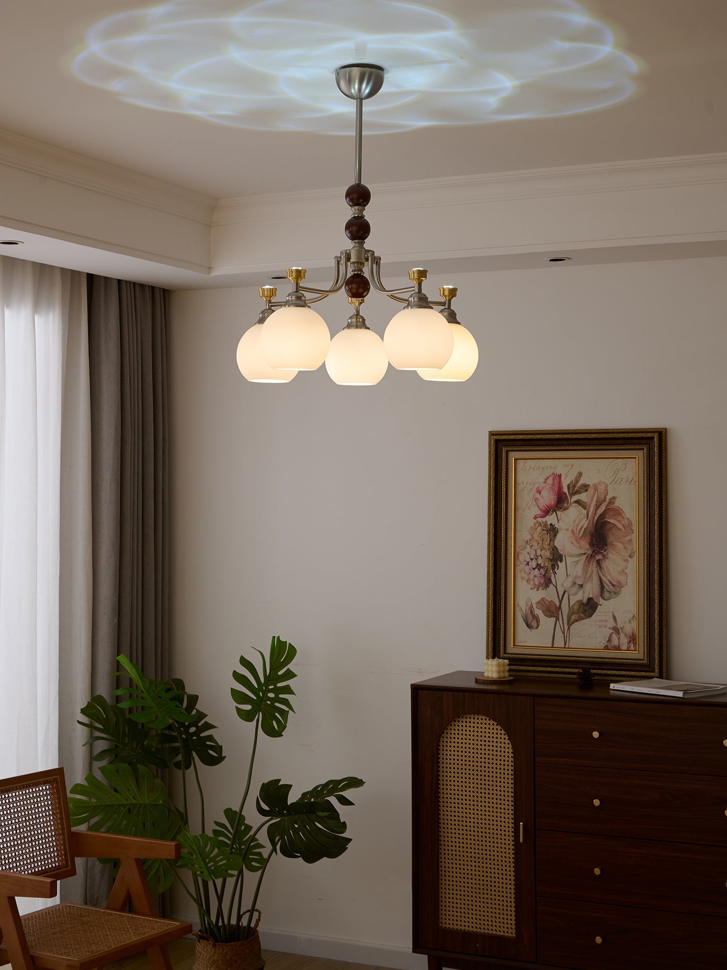 Eursoria Traditional Art Orb Wood Glass Chandelier - Letslighting