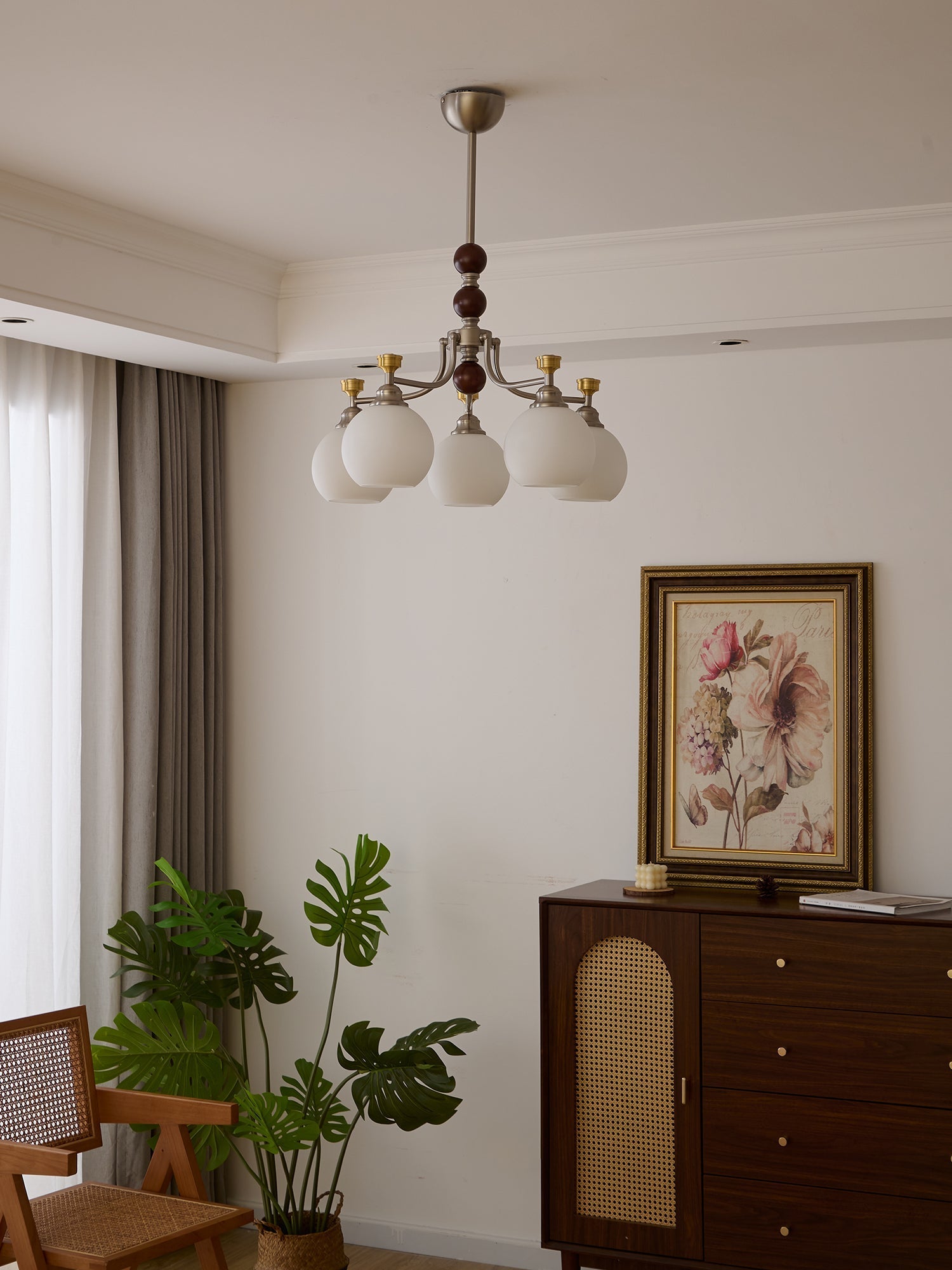 Eursoria Traditional Art Orb Wood Glass Chandelier - Letslighting