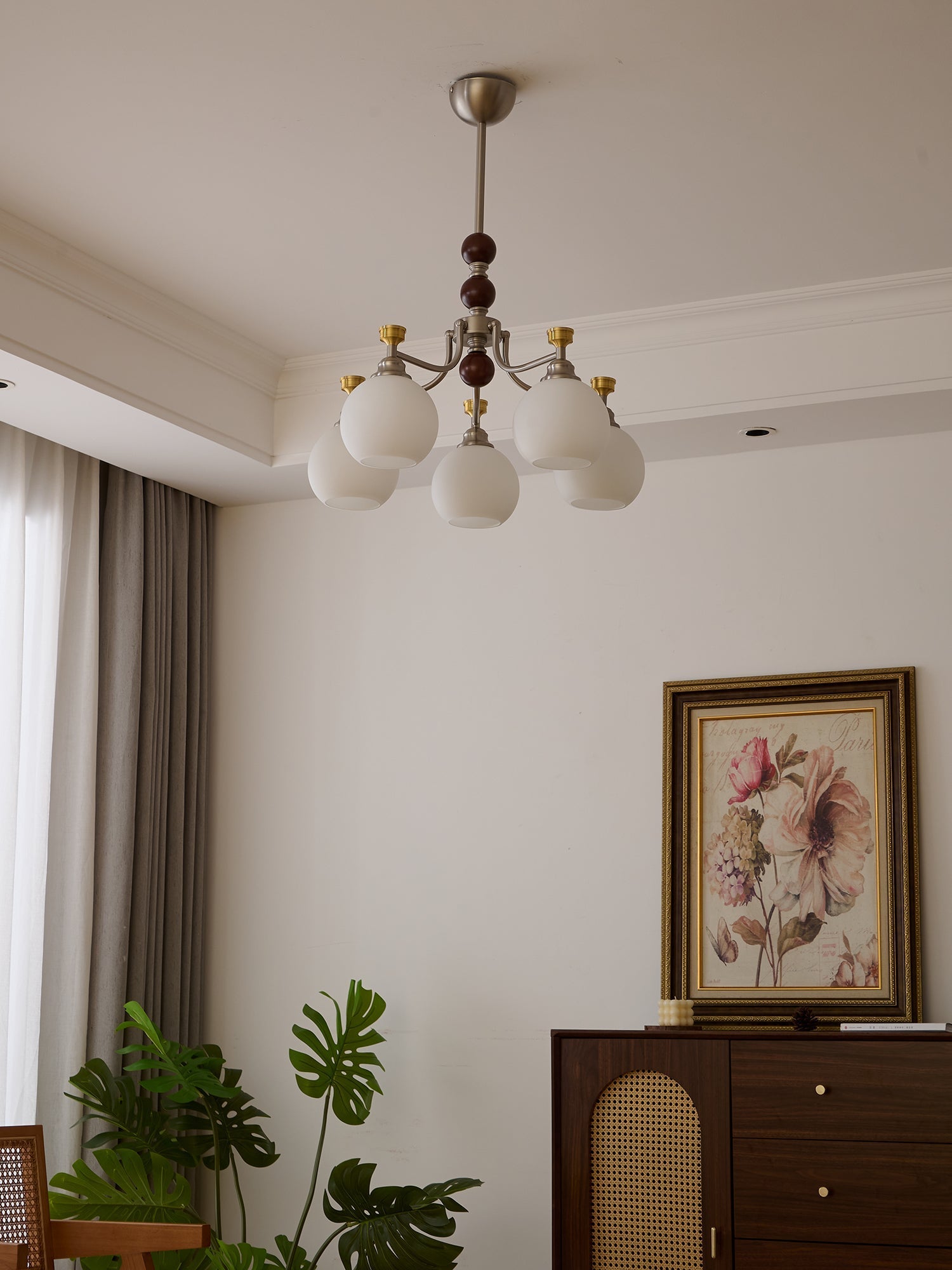 Eursoria Traditional Art Orb Wood Glass Chandelier - Letslighting