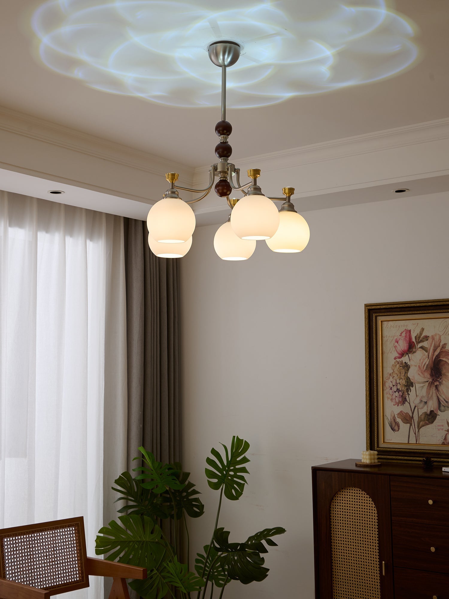 Eursoria Traditional Art Orb Wood Glass Chandelier - Letslighting