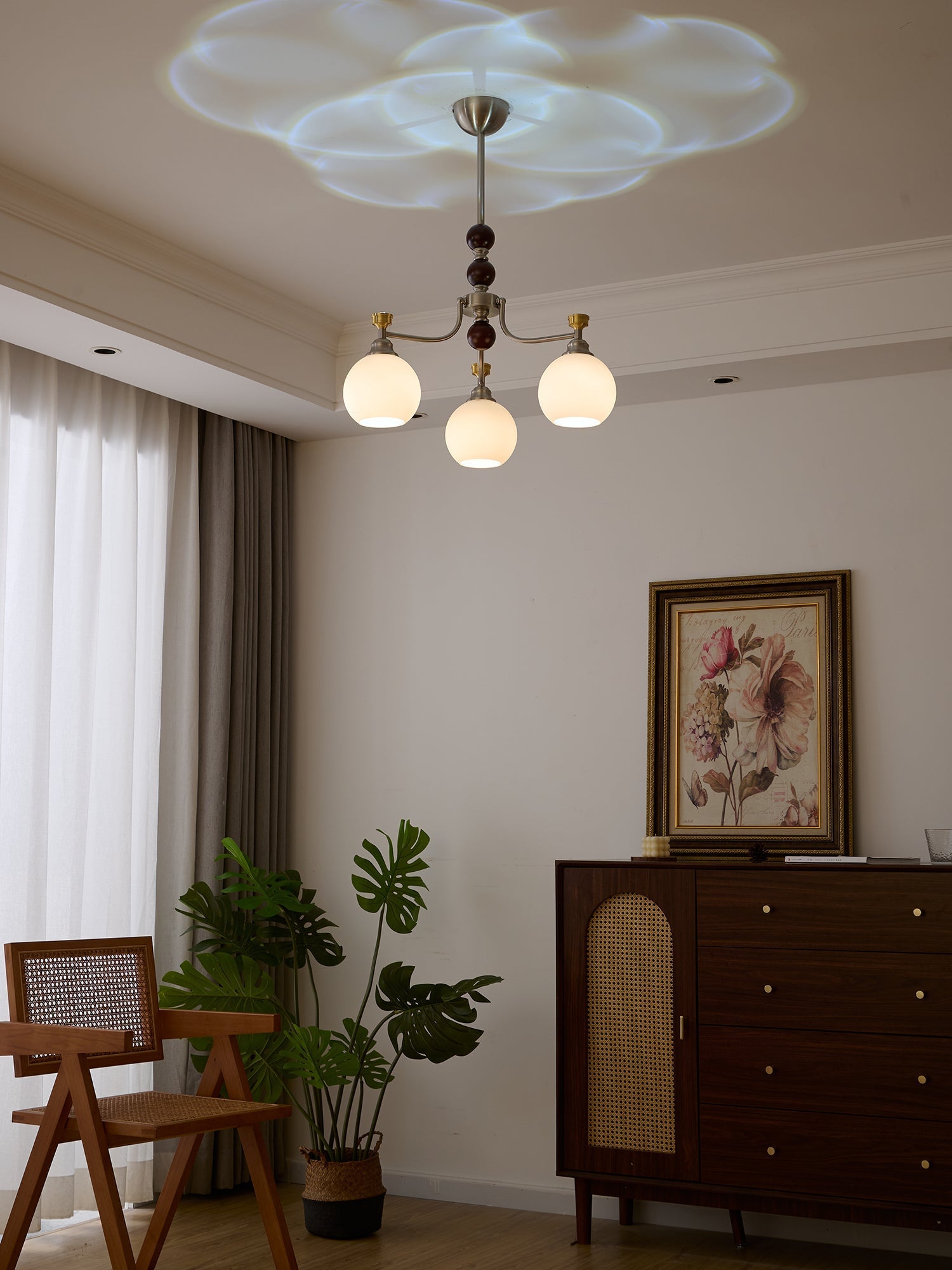Eursoria Traditional Art Orb Wood Glass Chandelier - Letslighting