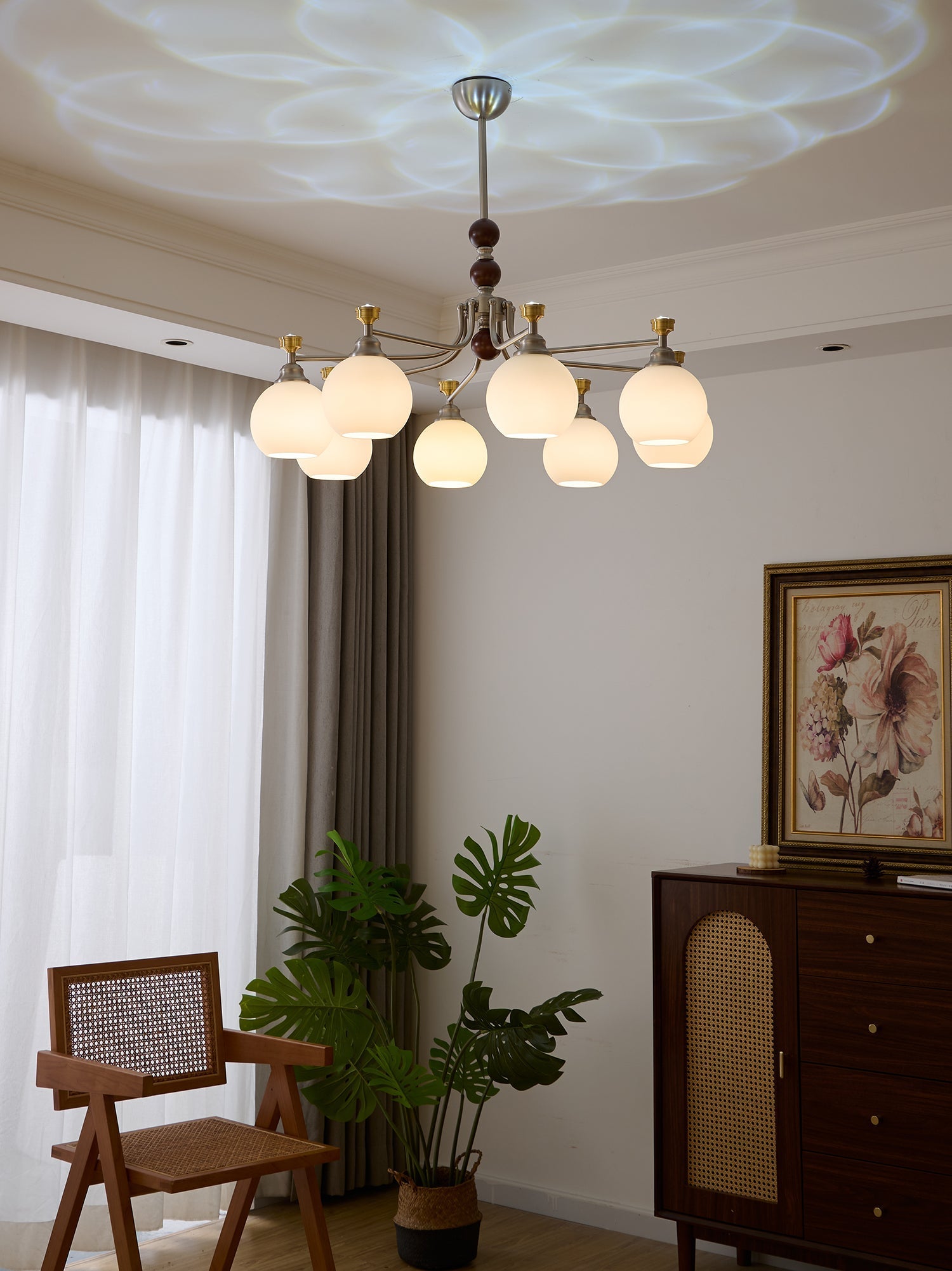 Eursoria Traditional Art Orb Wood Glass Chandelier - Letslighting