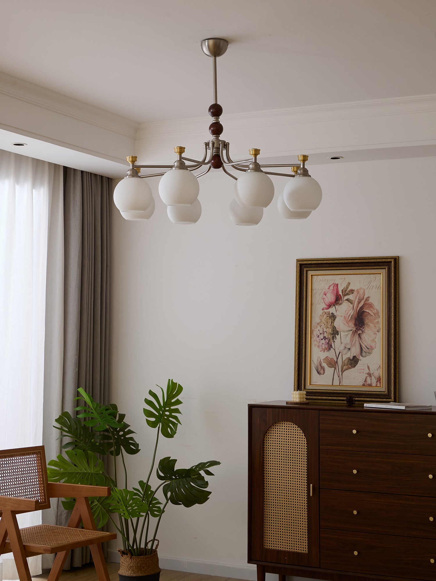 Eursoria Traditional Art Orb Wood Glass Chandelier - Letslighting