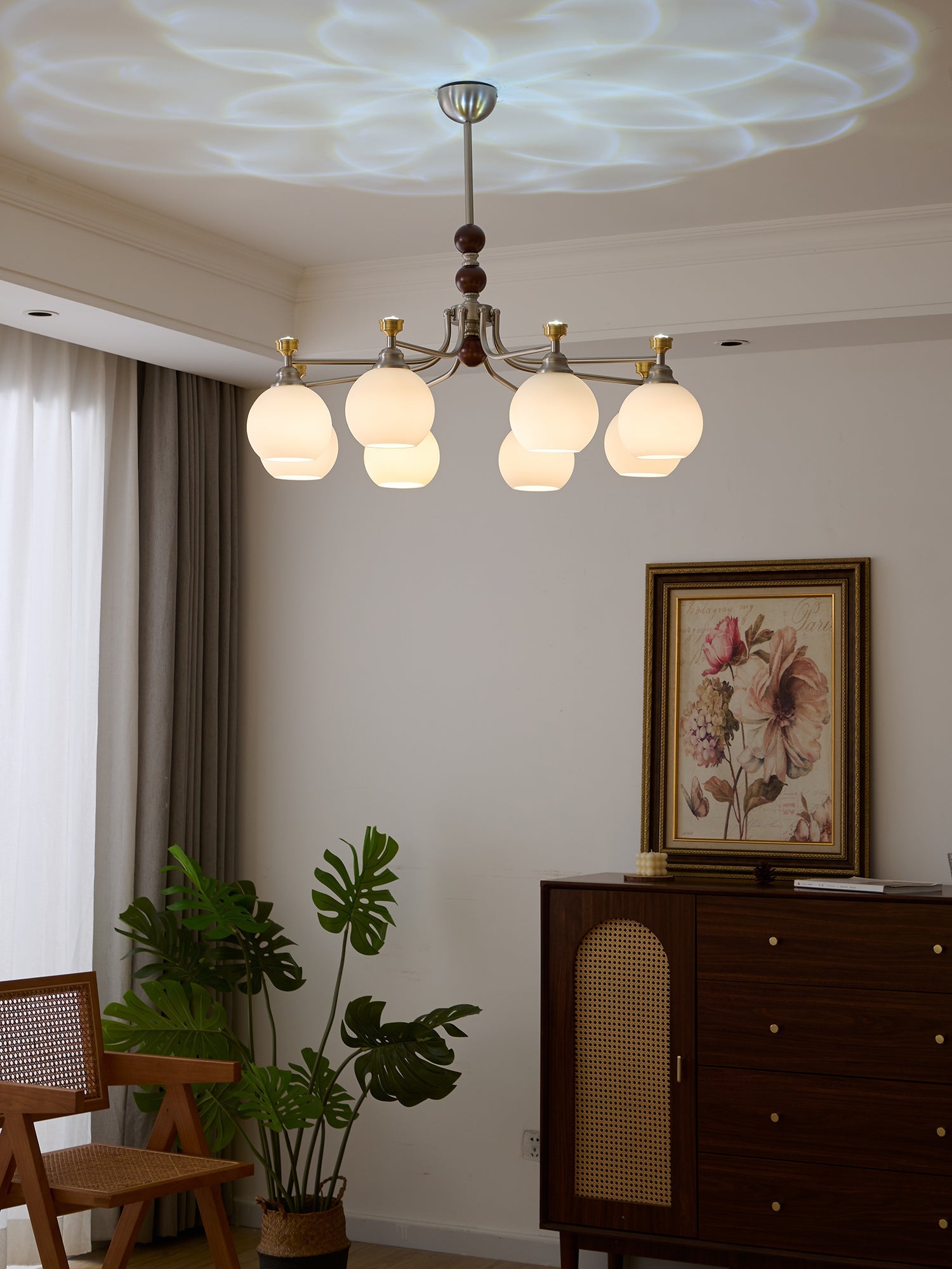 Eursoria Traditional Art Orb Wood Glass Chandelier - Letslighting