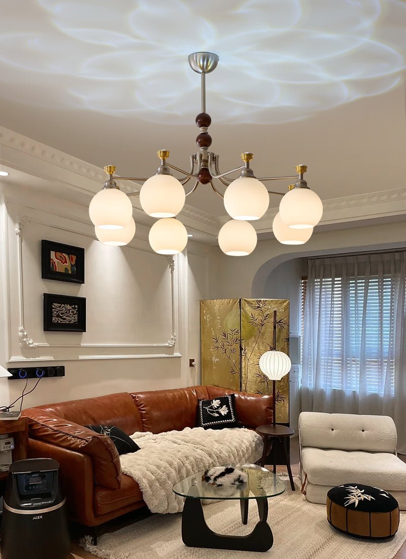 Eursoria Traditional Art Orb Wood Glass Chandelier - Letslighting