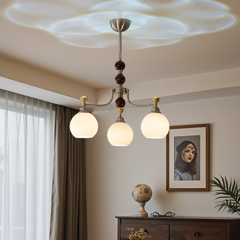 Eursoria Traditional Art Orb Wood Glass Chandelier - Letslighting