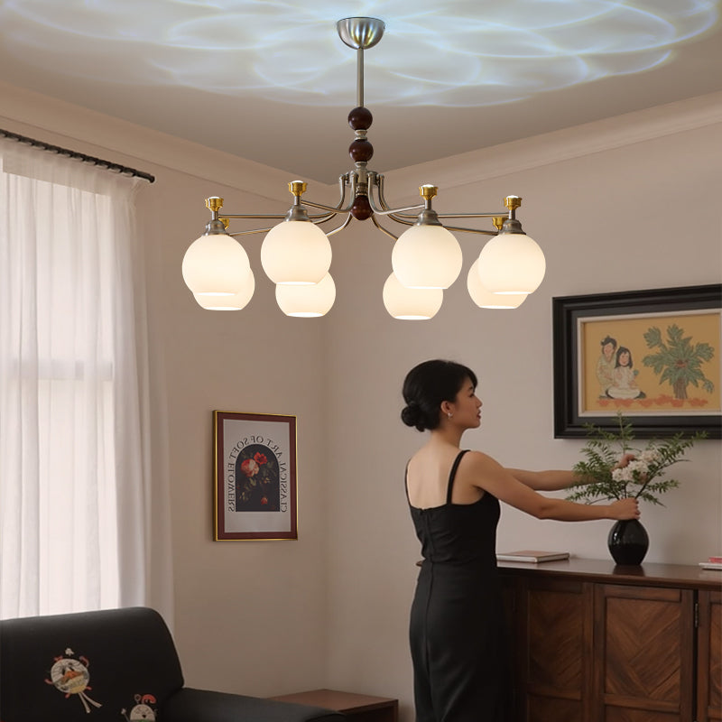 Eursoria Traditional Art Orb Wood Glass Chandelier - Letslighting