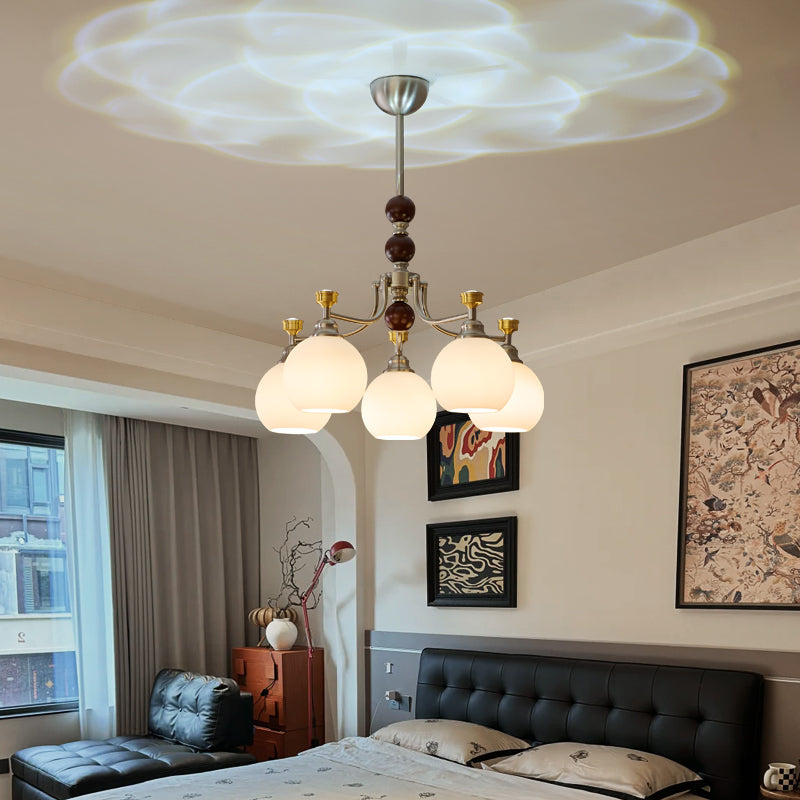Eursoria Traditional Art Orb Wood Glass Chandelier - Letslighting