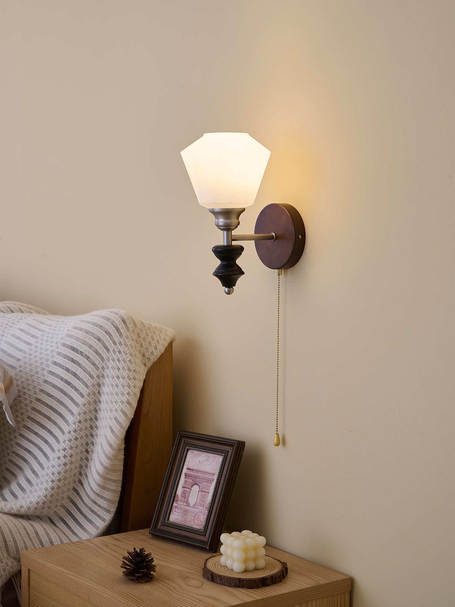 Lucille Elegance Classic Art Glass Wood Wall Lamp - Letslighting