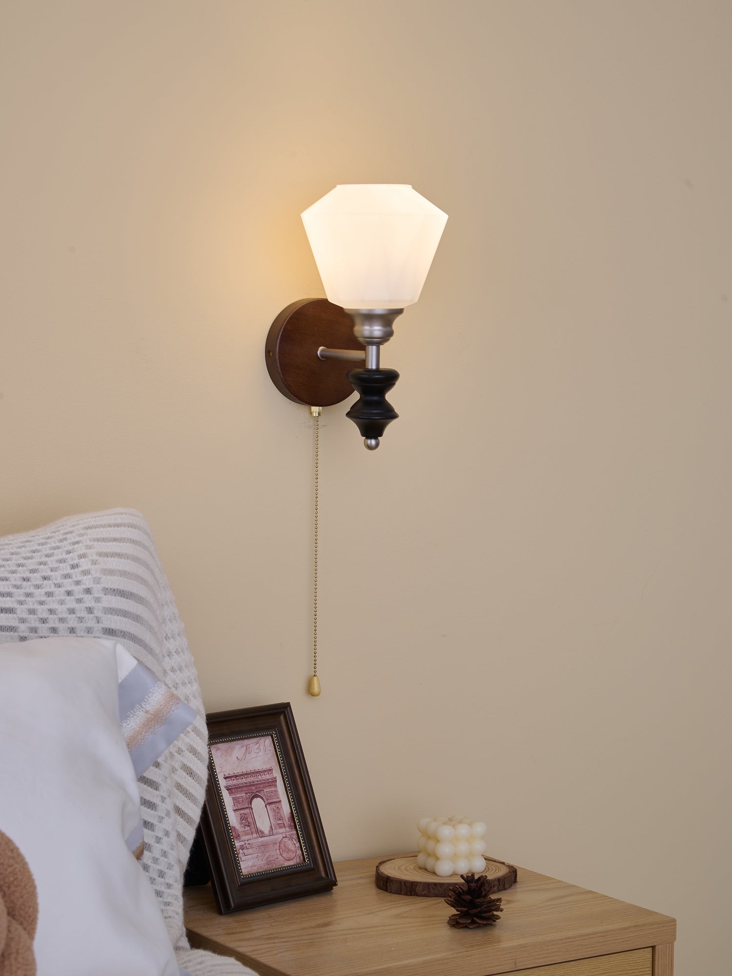 Lucille Elegance Classic Art Glass Wood Wall Lamp - Letslighting