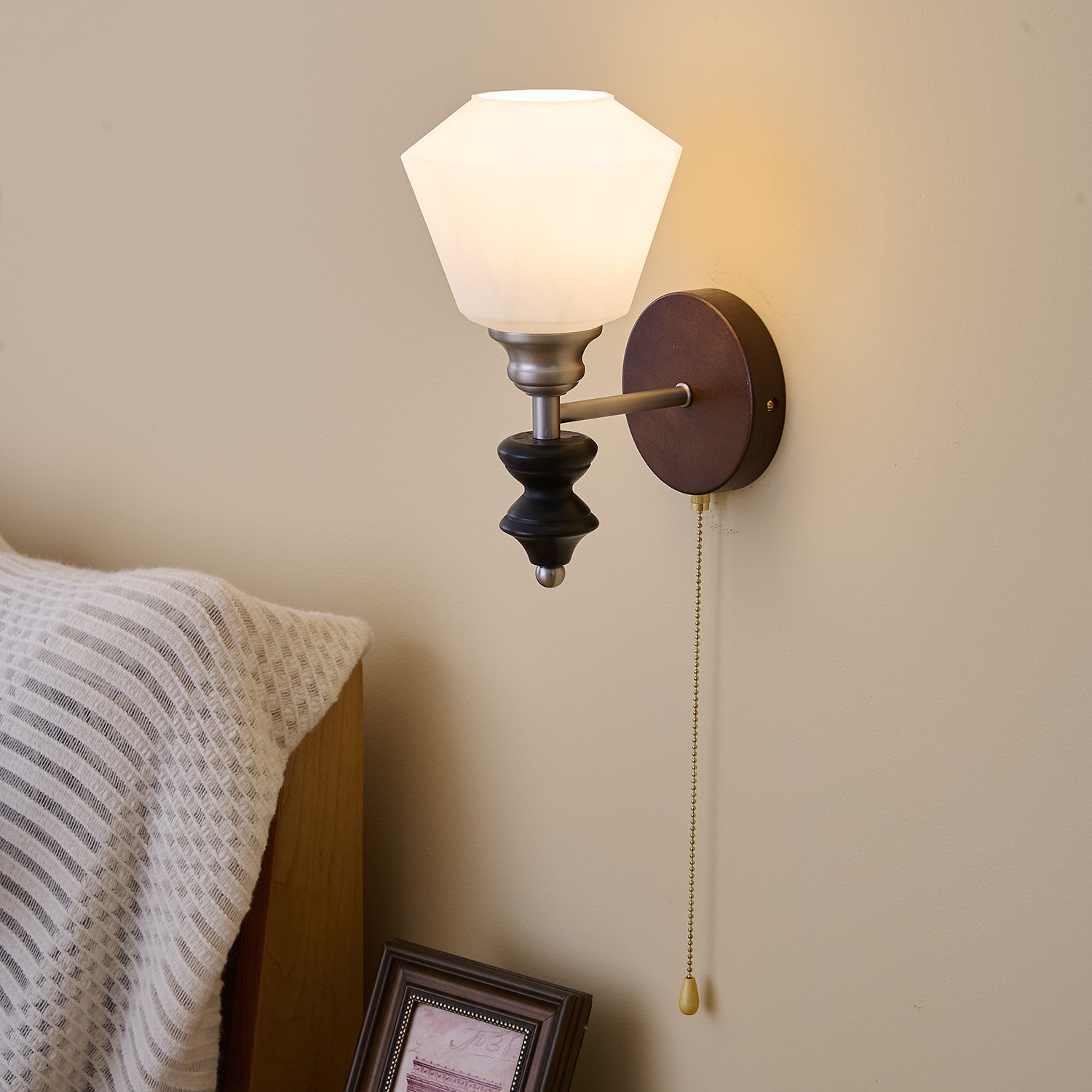 Lucille Elegance Classic Art Glass Wood Wall Lamp - Letslighting