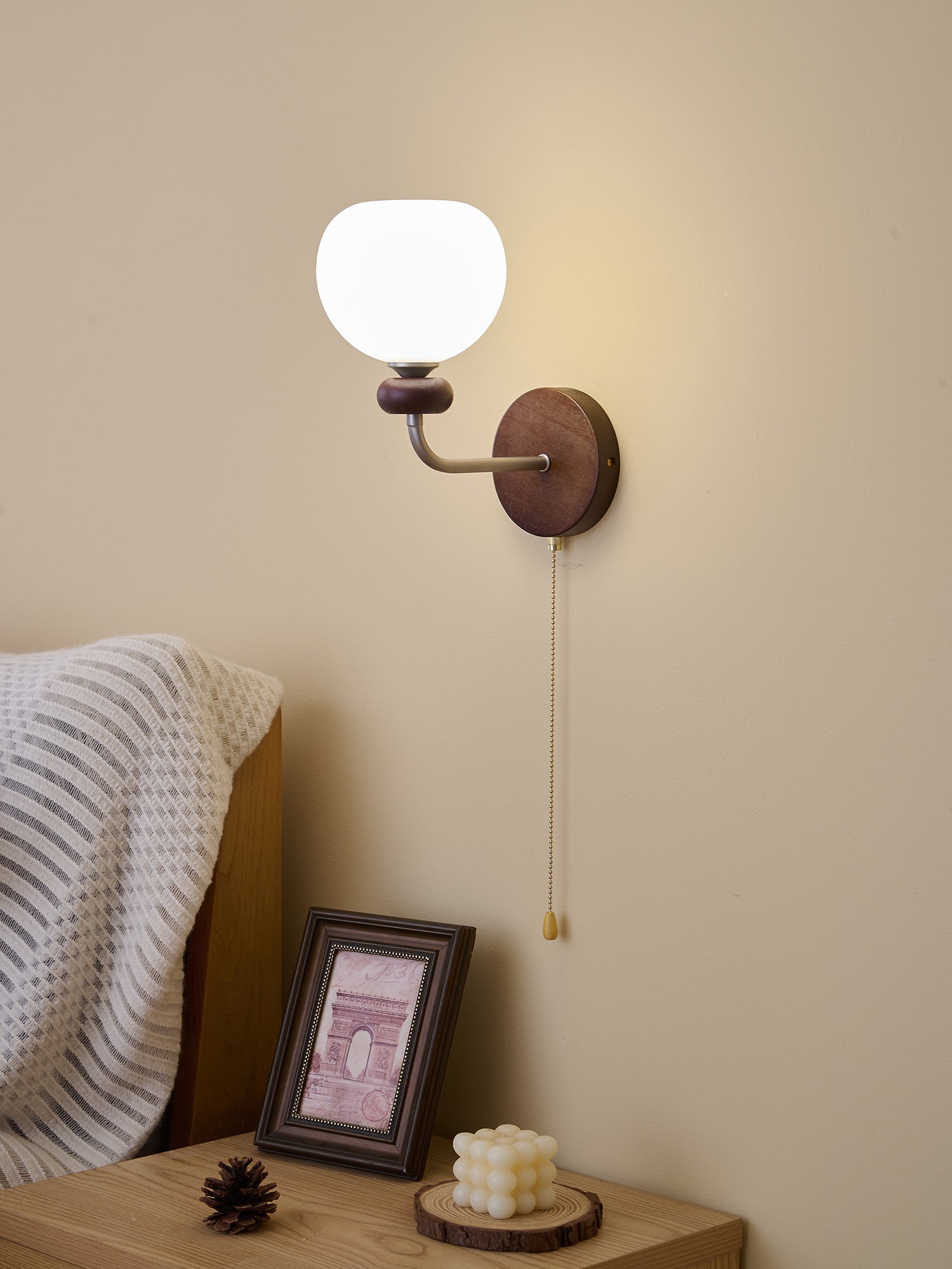 Lucille Elegance Classic Art Glass Wood Wall Lamp - Letslighting