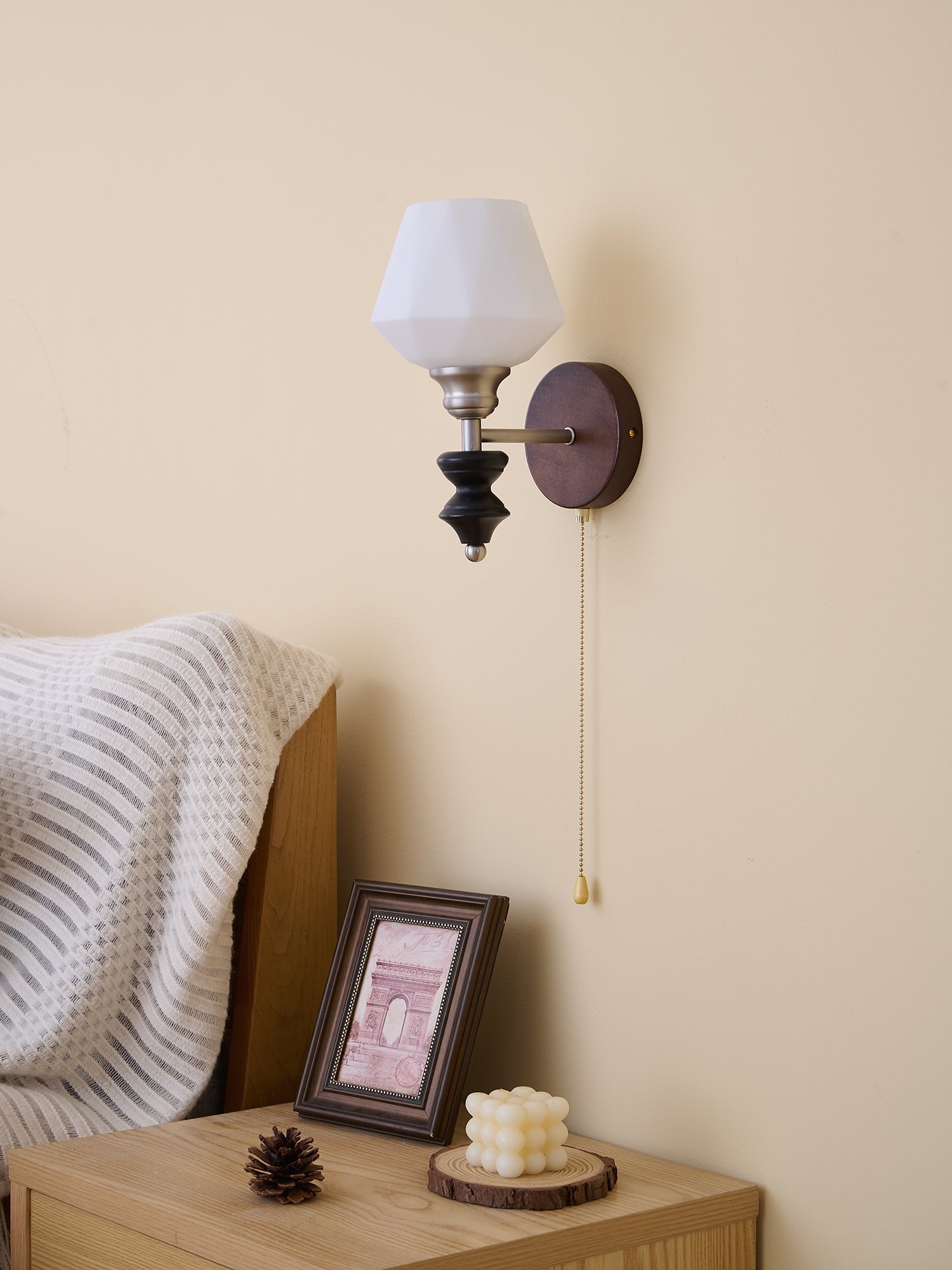 Lucille Elegance Classic Art Glass Wood Wall Lamp - Letslighting