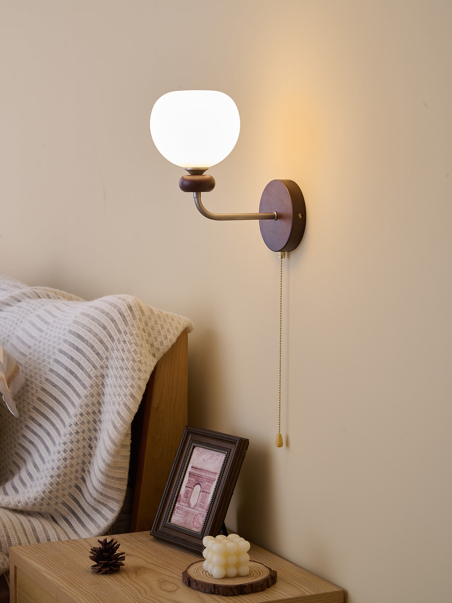 Lucille Elegance Classic Art Glass Wood Wall Lamp - Letslighting