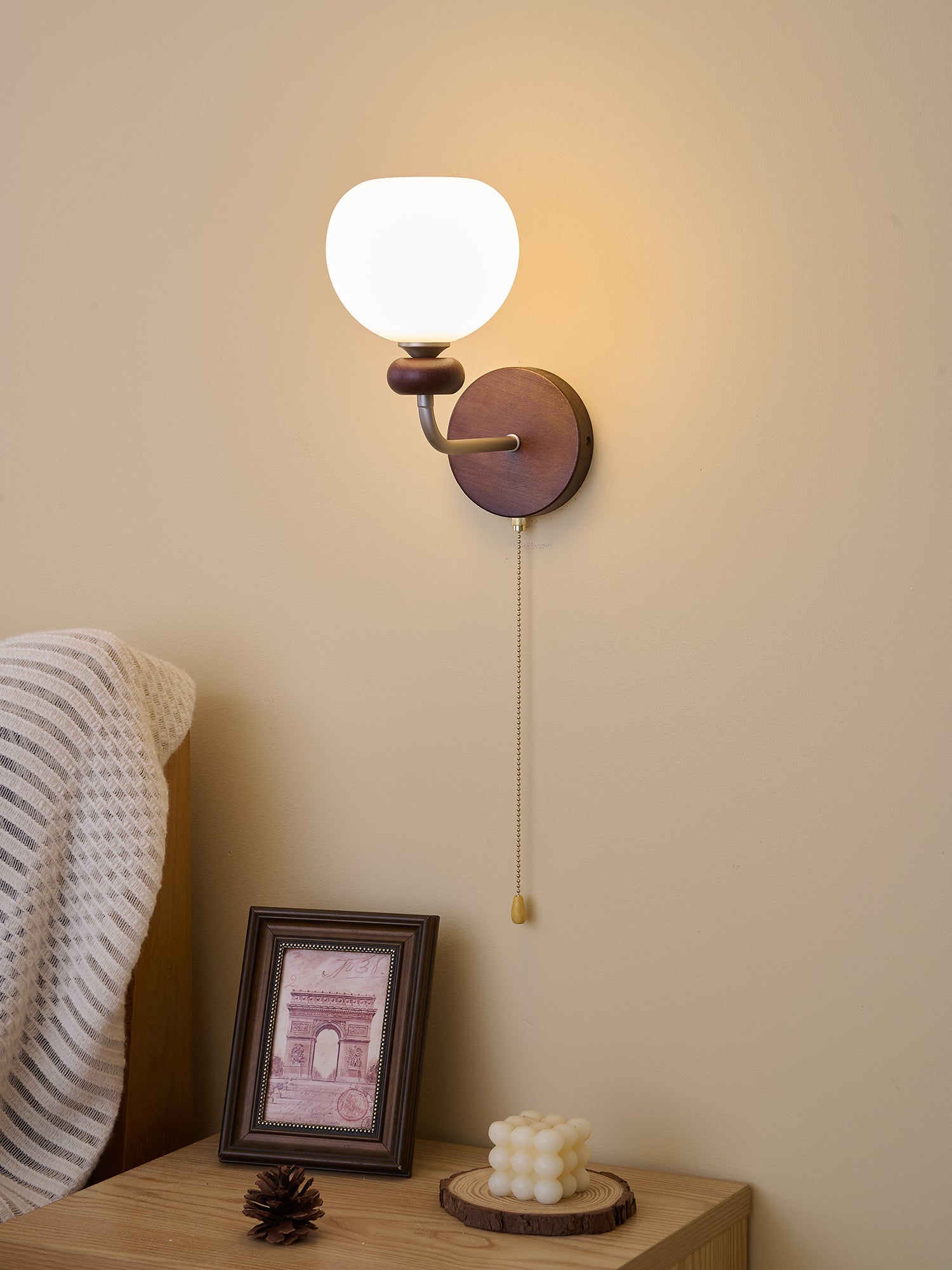 Lucille Elegance Classic Art Glass Wood Wall Lamp - Letslighting