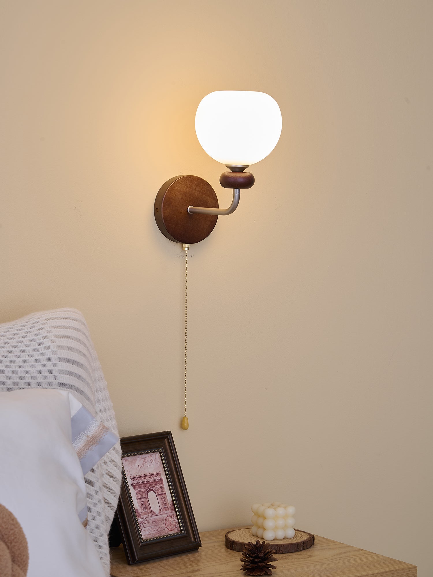 Lucille Elegance Classic Art Glass Wood Wall Lamp - Letslighting