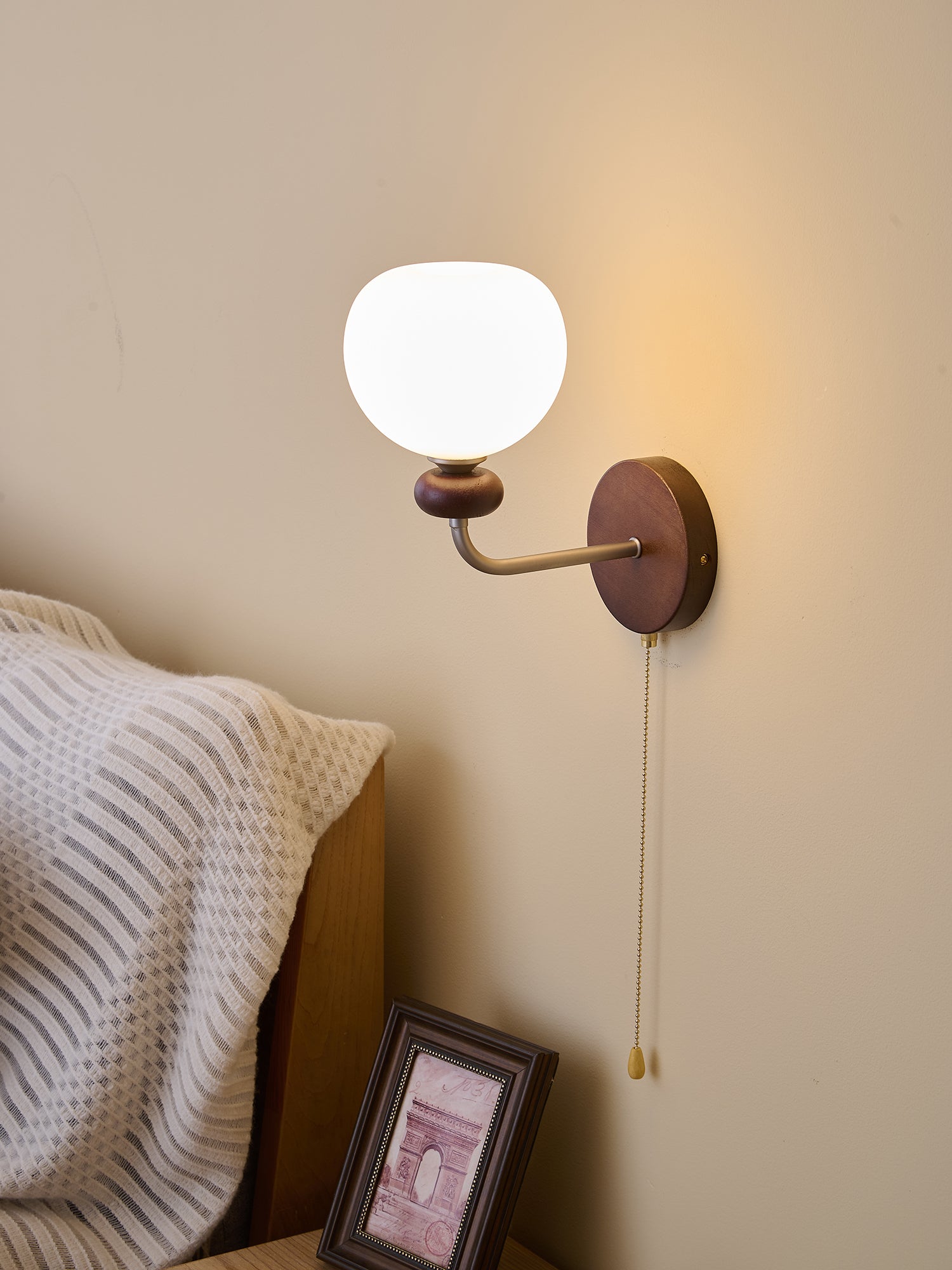 Lucille Elegance Classic Art Glass Wood Wall Lamp - Letslighting