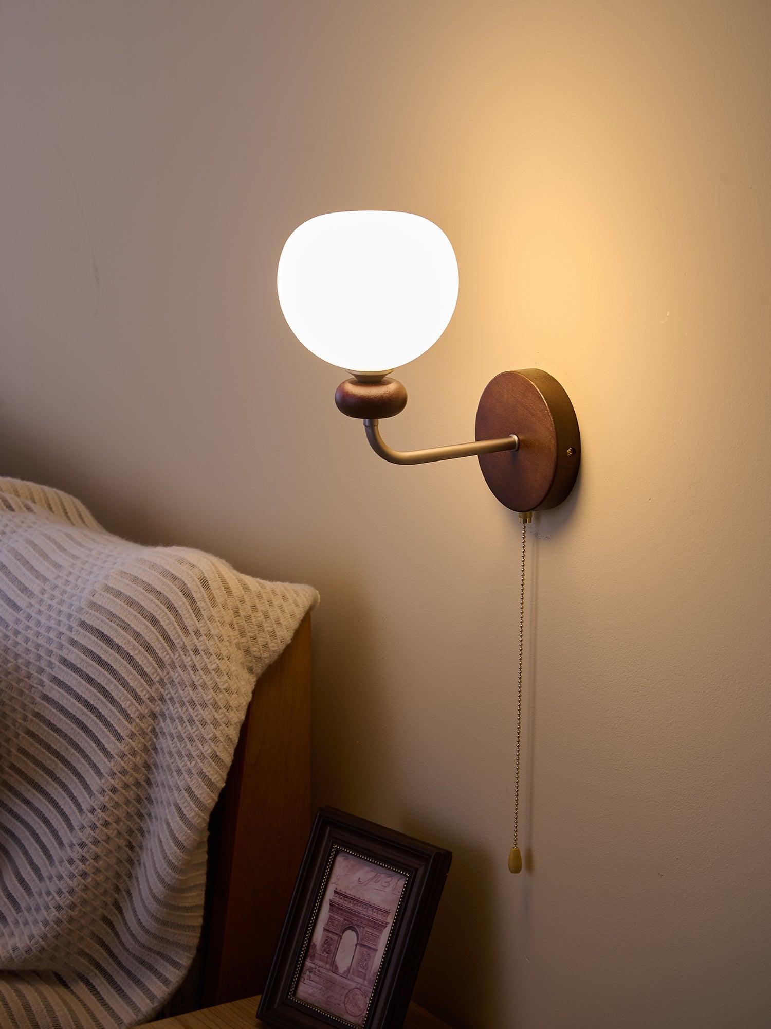 Lucille Elegance Classic Art Glass Wood Wall Lamp - Letslighting