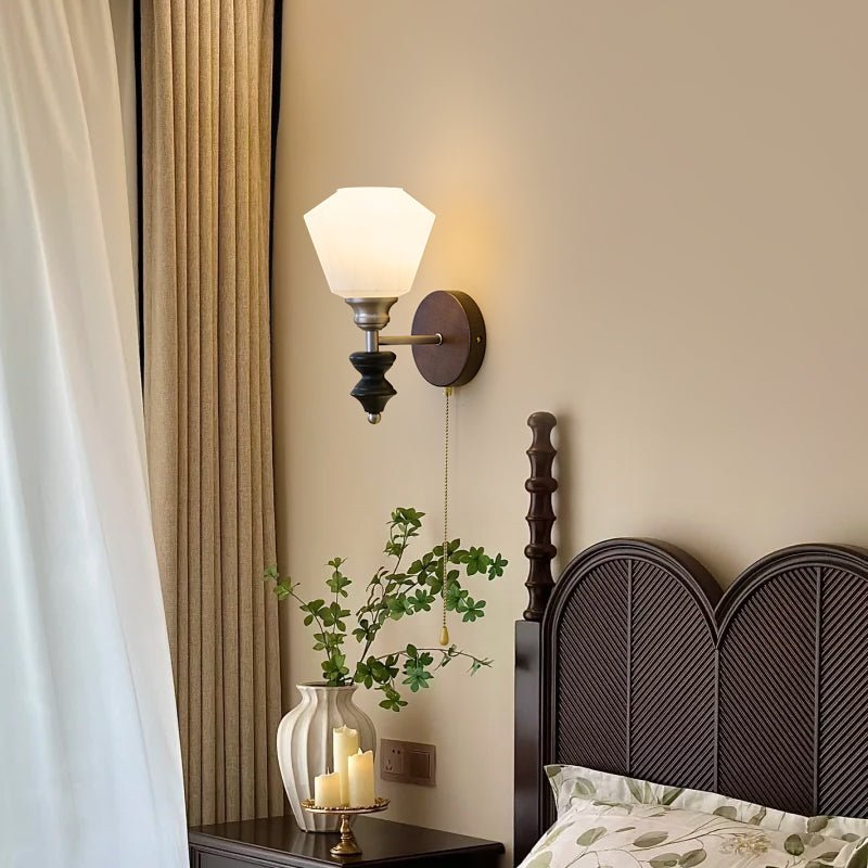 Lucille Elegance Classic Art Glass Wood Wall Lamp - Letslighting