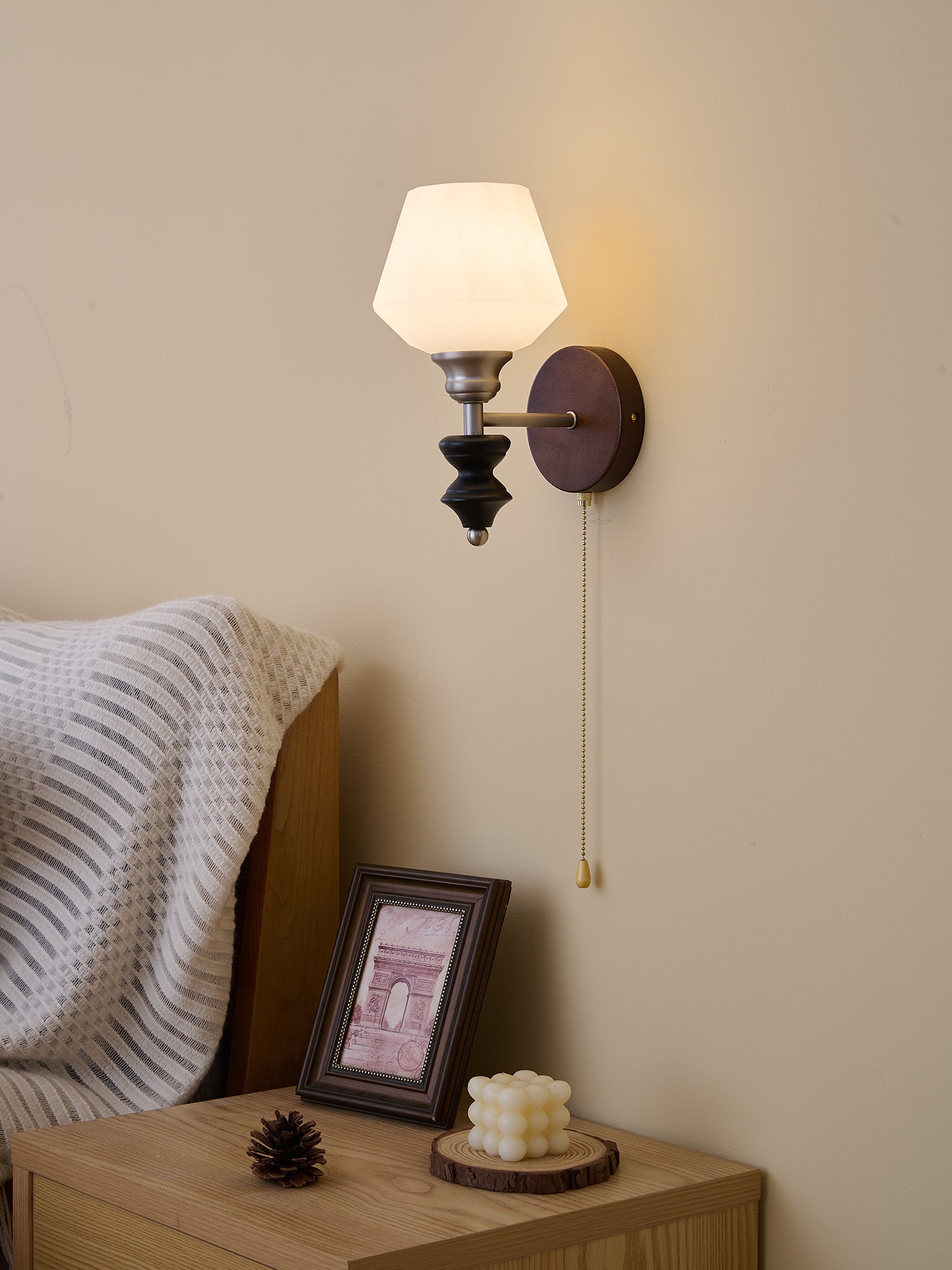 Lucille Elegance Classic Art Glass Wood Wall Lamp - Letslighting