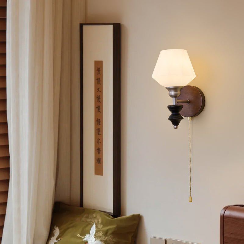 Lucille Elegance Classic Art Glass Wood Wall Lamp - Letslighting
