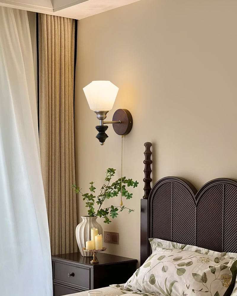 Lucille Elegance Classic Art Glass Wood Wall Lamp - Letslighting