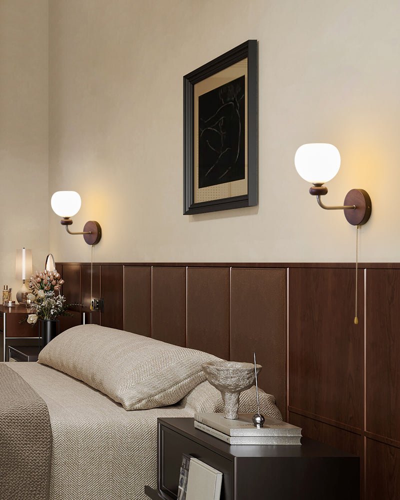 Lucille Elegance Classic Art Glass Wood Wall Lamp - Letslighting