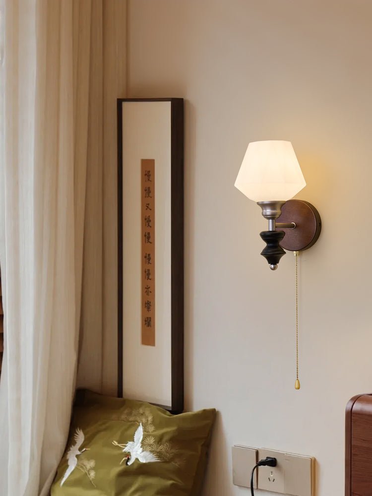 Lucille Elegance Classic Art Glass Wood Wall Lamp - Letslighting