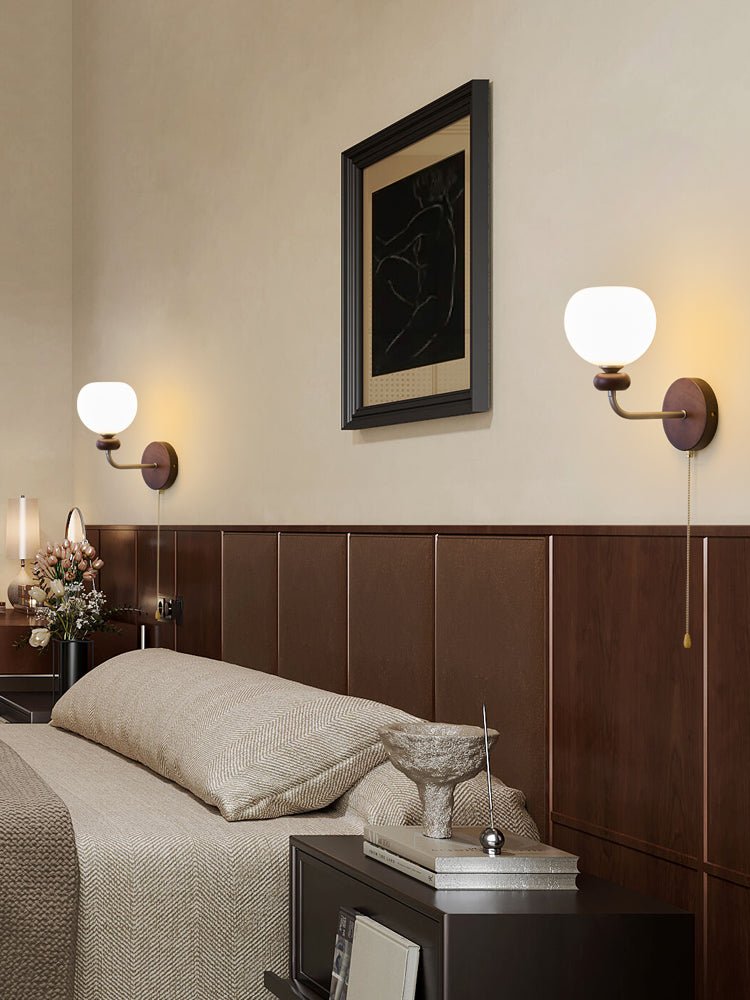 Lucille Elegance Classic Art Glass Wood Wall Lamp - Letslighting