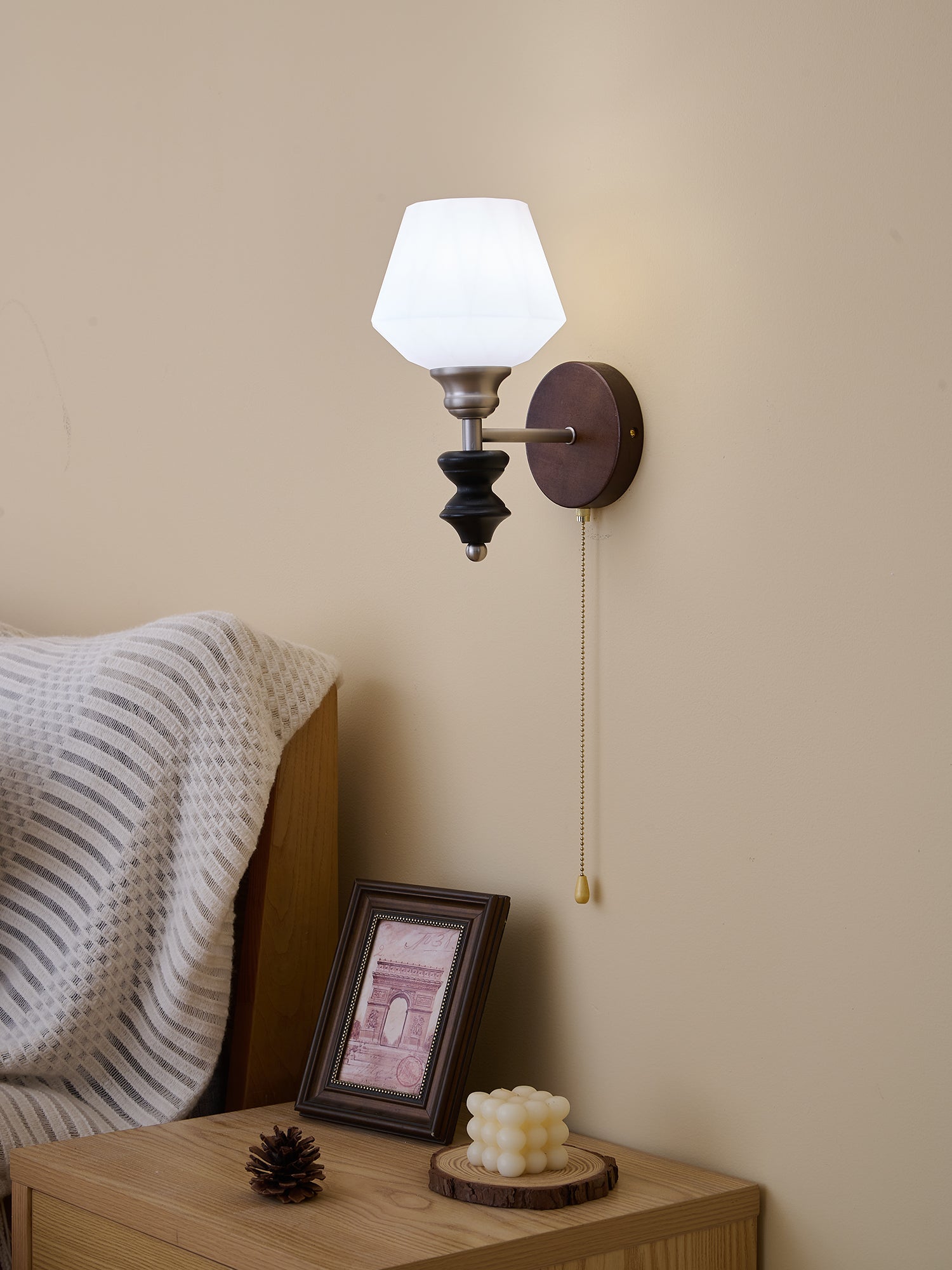 Lucille Elegance Classic Art Glass Wood Wall Lamp - Letslighting